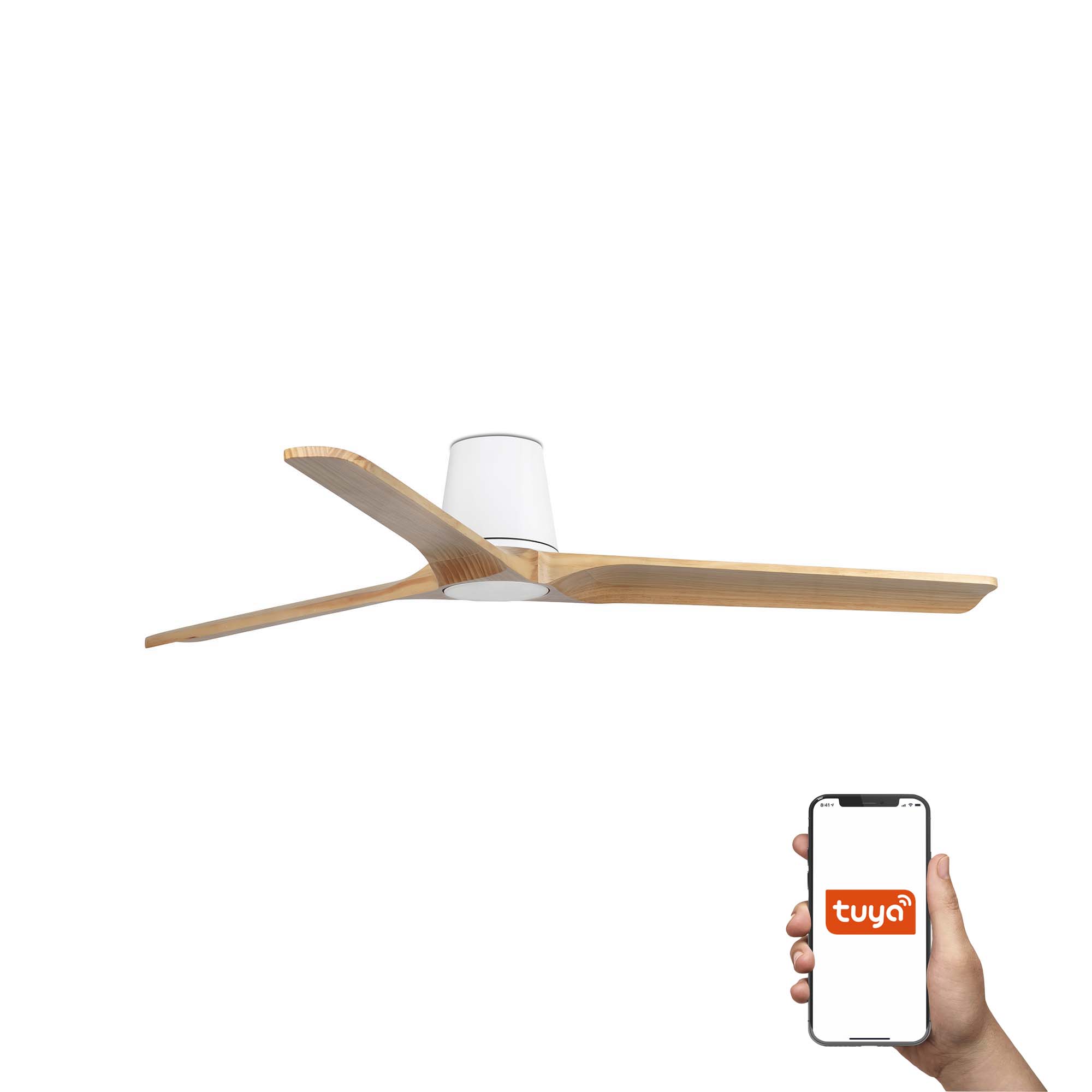 Faro Heywood Tub L Tuya Smart - ventilateur de plafond - Ø - blanc mat et pino