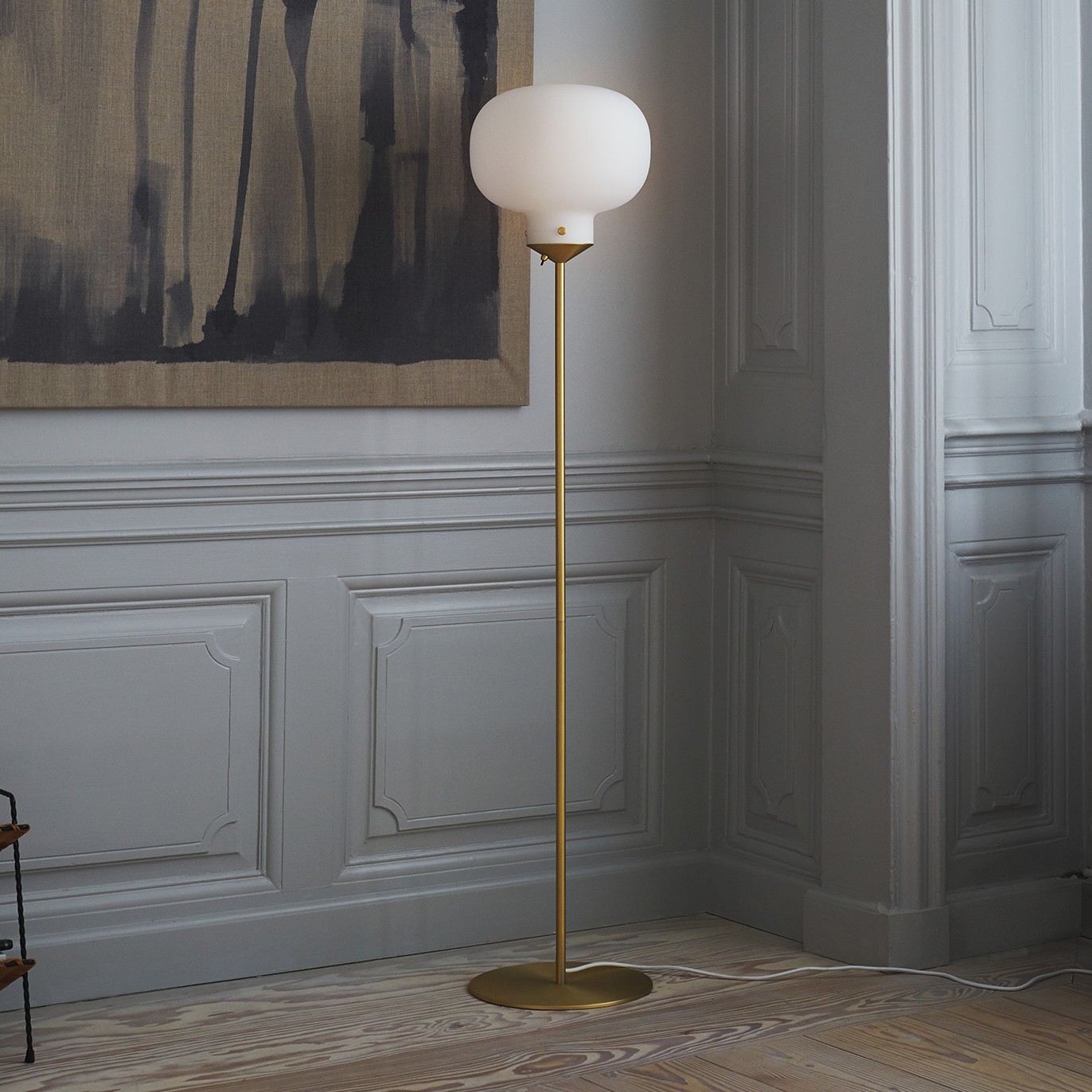 Design for the People Raito - lampadaire - Ø cm - blanc et laiton