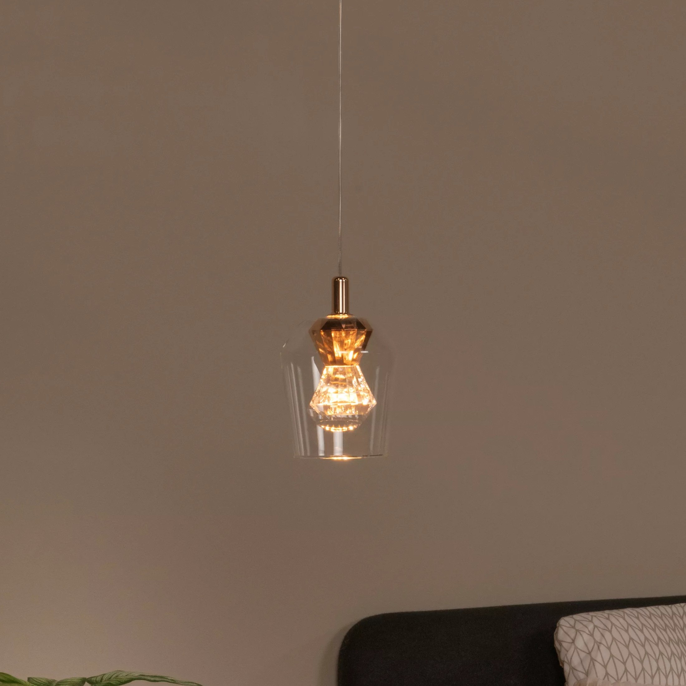 Lucide Berliane - lampe suspendue - Ø ,5 cm - 4W dimmable LED inclus - transparent et doré
