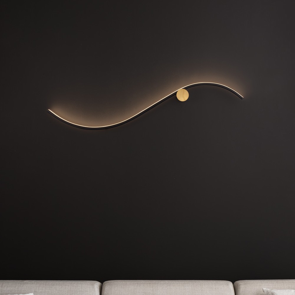 Nova Luce Kima - applique murale - x 6 cm - 20W LED inclus - or et noir sablé