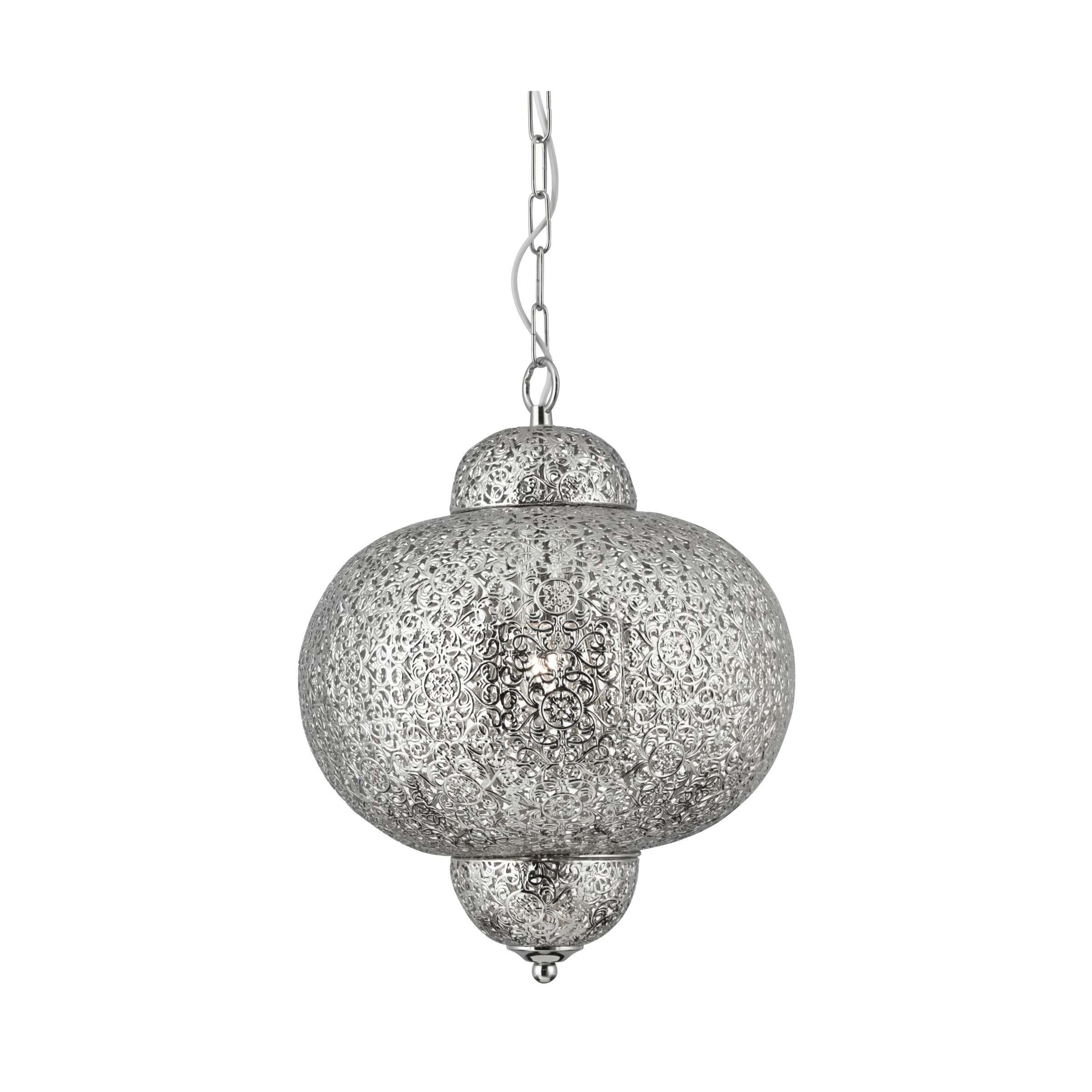 Searchlight Fretwork - lampe suspendue - Ø cm - nickel poli