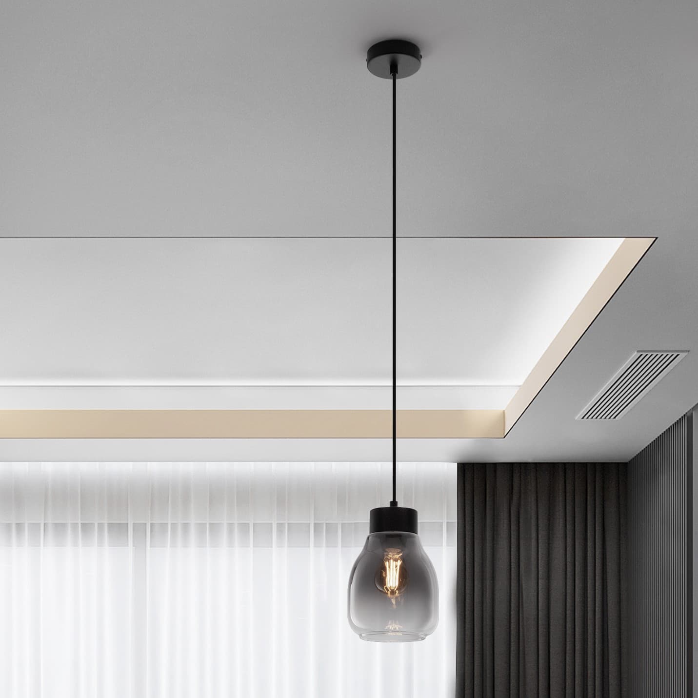 Nova Luce Blacu - lampe suspendue - Ø cm - dégradé fumé et noir