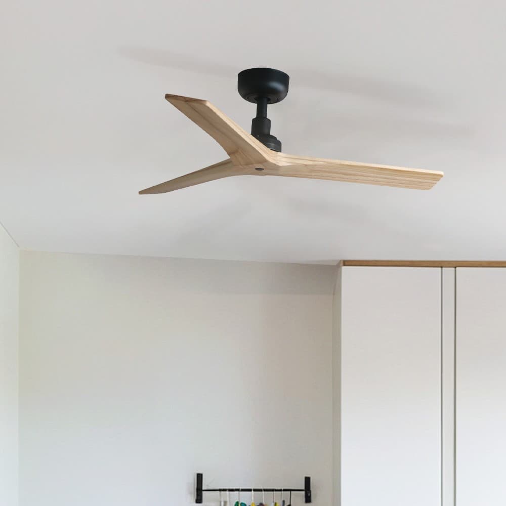 Faro Klim S - ventilateur de plafond - Ø 92,5 cm - noir mat et pin