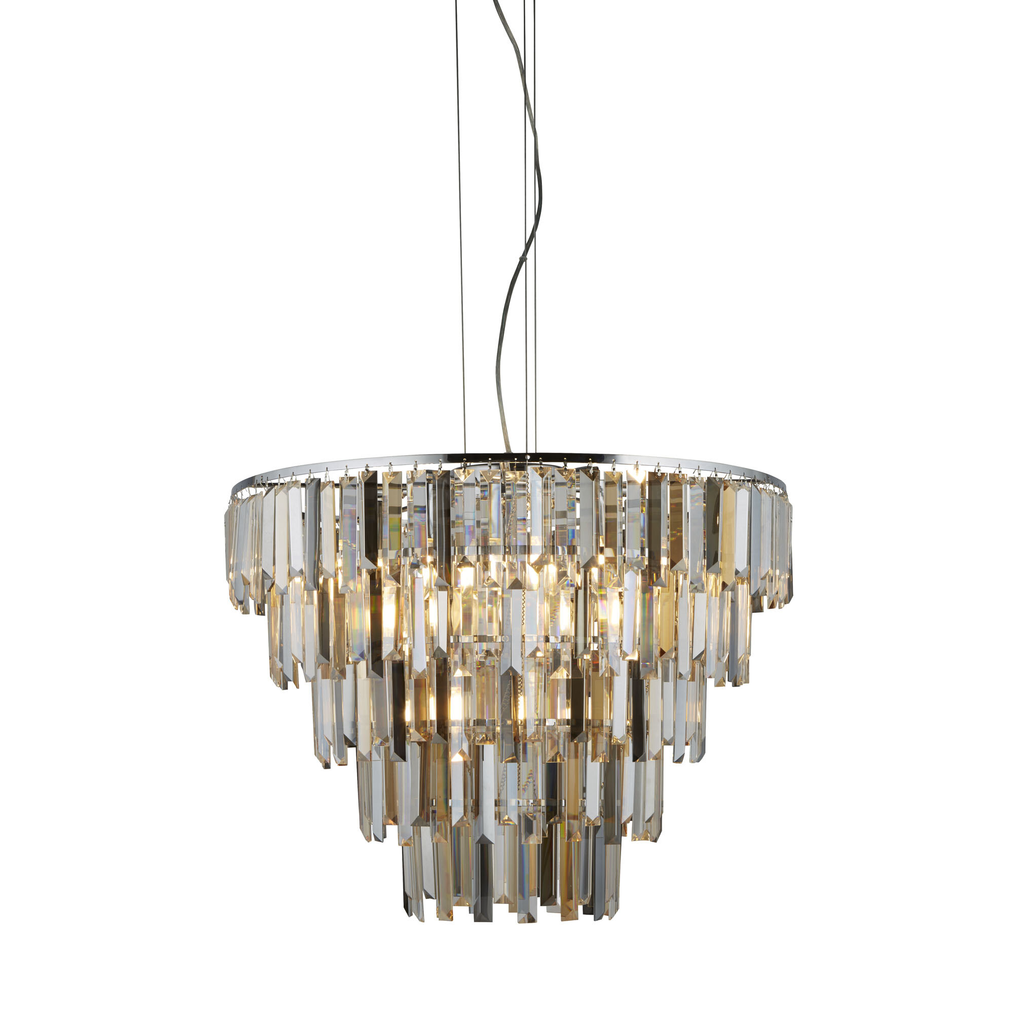 Searchlight Clarissa - lampe suspendue - Ø cm - chrome et ambre