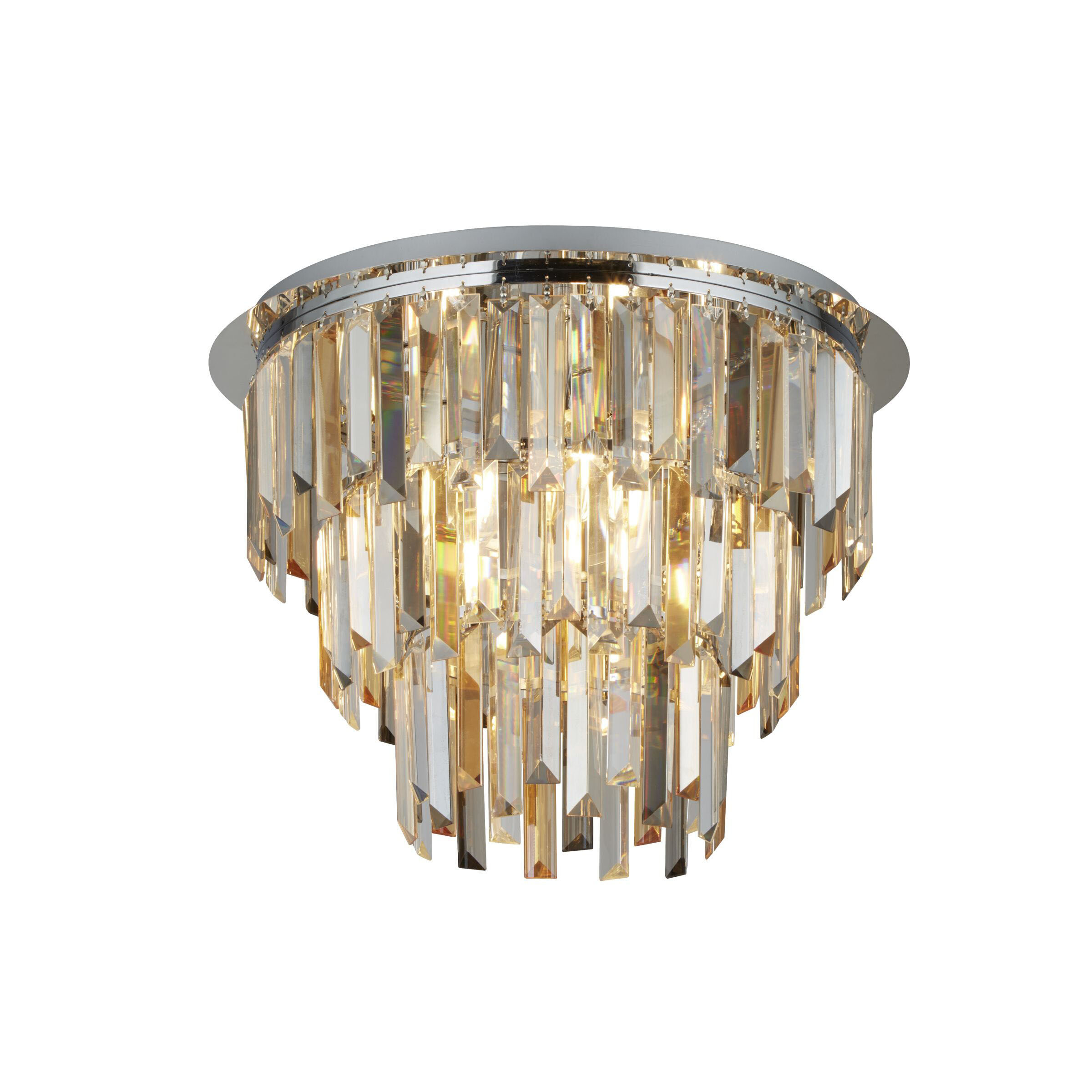 Searchlight Clarissa - plafonnier - Ø cm - chrome et ambre