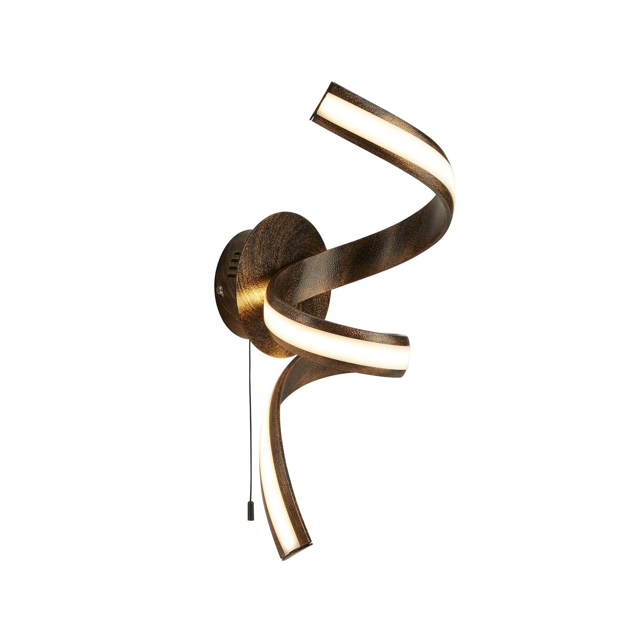 Searchlight Ribbon - applique murale avec interrupteur à tirette - cm - 12W LED dimmable inclus - brun rustique