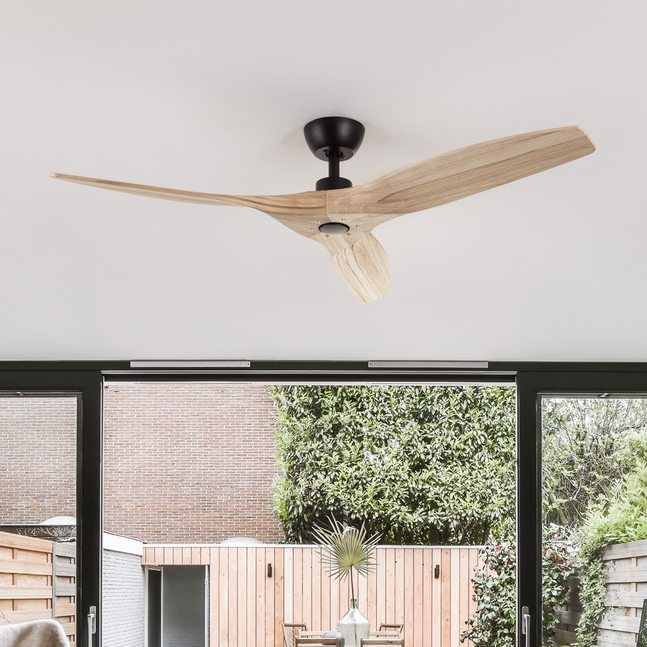 Nova Luce Ninemia - ventilateur de plafond avec télécommande - Ø - noir et bois naturel