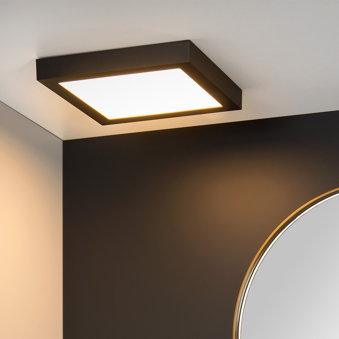 Lucide Brice-Led - plafonnier - x 3,9 cm - 30W LED dimmable inclus - IP44 - noir