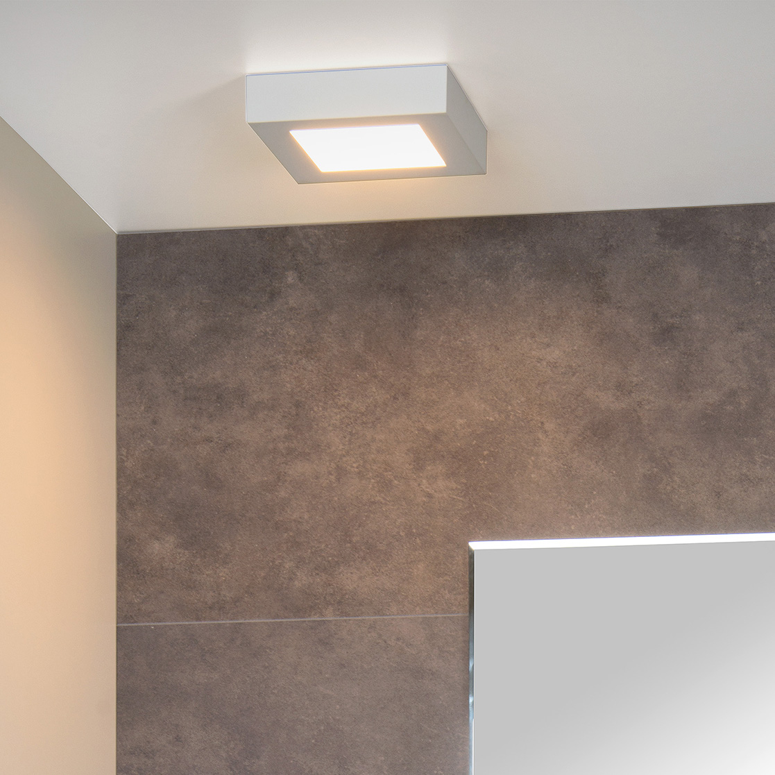 Lucide Brice-Led - plafonnier - 10,8 x 10,8 x 3,9 cm - 8W LED dimmable inclus - IP44 - blanc