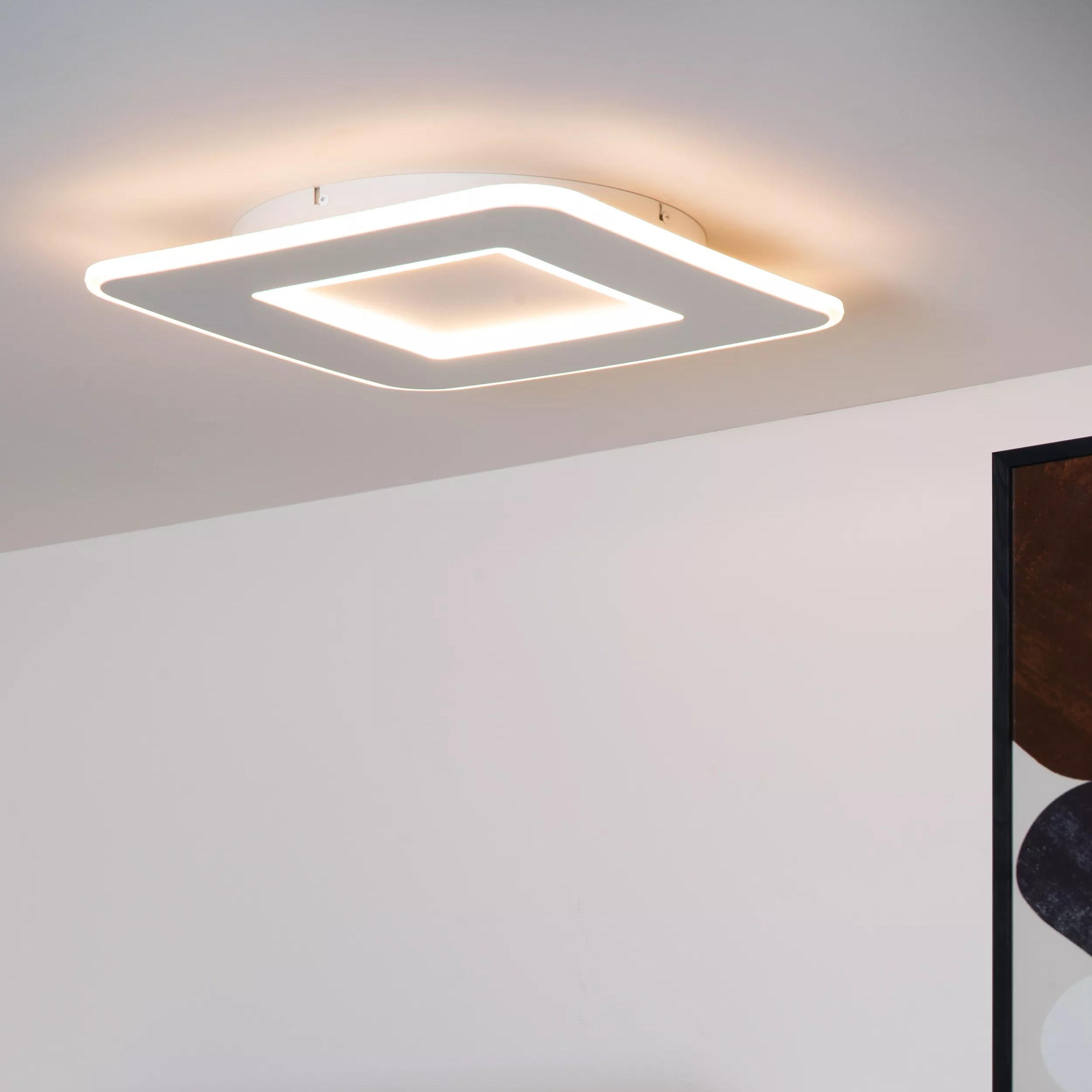 Lucide Axelle - plafonniers - 39,4 x 39,4 x 4,6 cm - 24W LED inclus - 3 StepDim - blanc