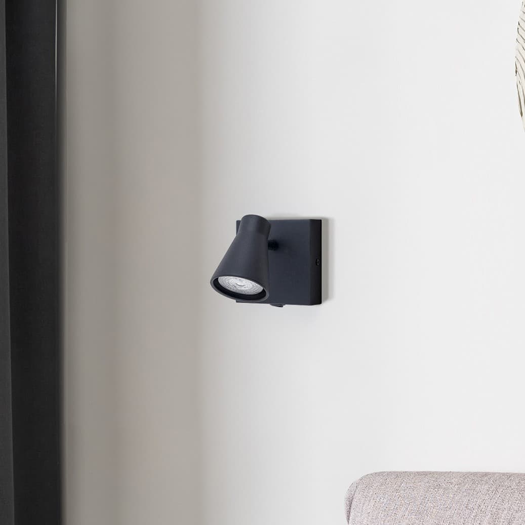 Nova Luce Dublin - applique murale avec interrupteur - cm - noir sable