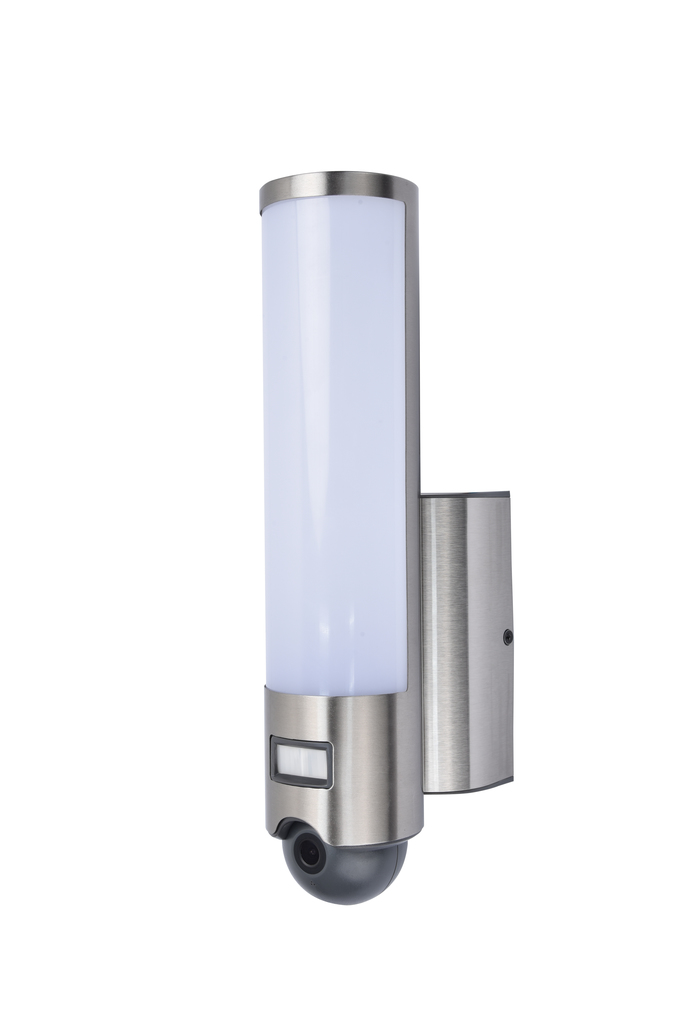 Lutec Elara - applique extérieure avec détecteur de mouvement et caméra - smart lighting - Lutec Connect - 7,6 x 14 x 33,4 cm - 17,5W LED inclus - IP44 - gris