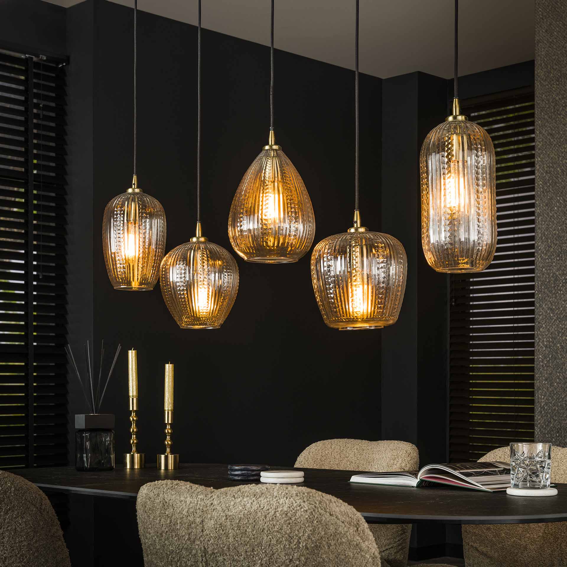 Vico Diamond Grain Mix - lampe suspendue - x150 cm - transparent