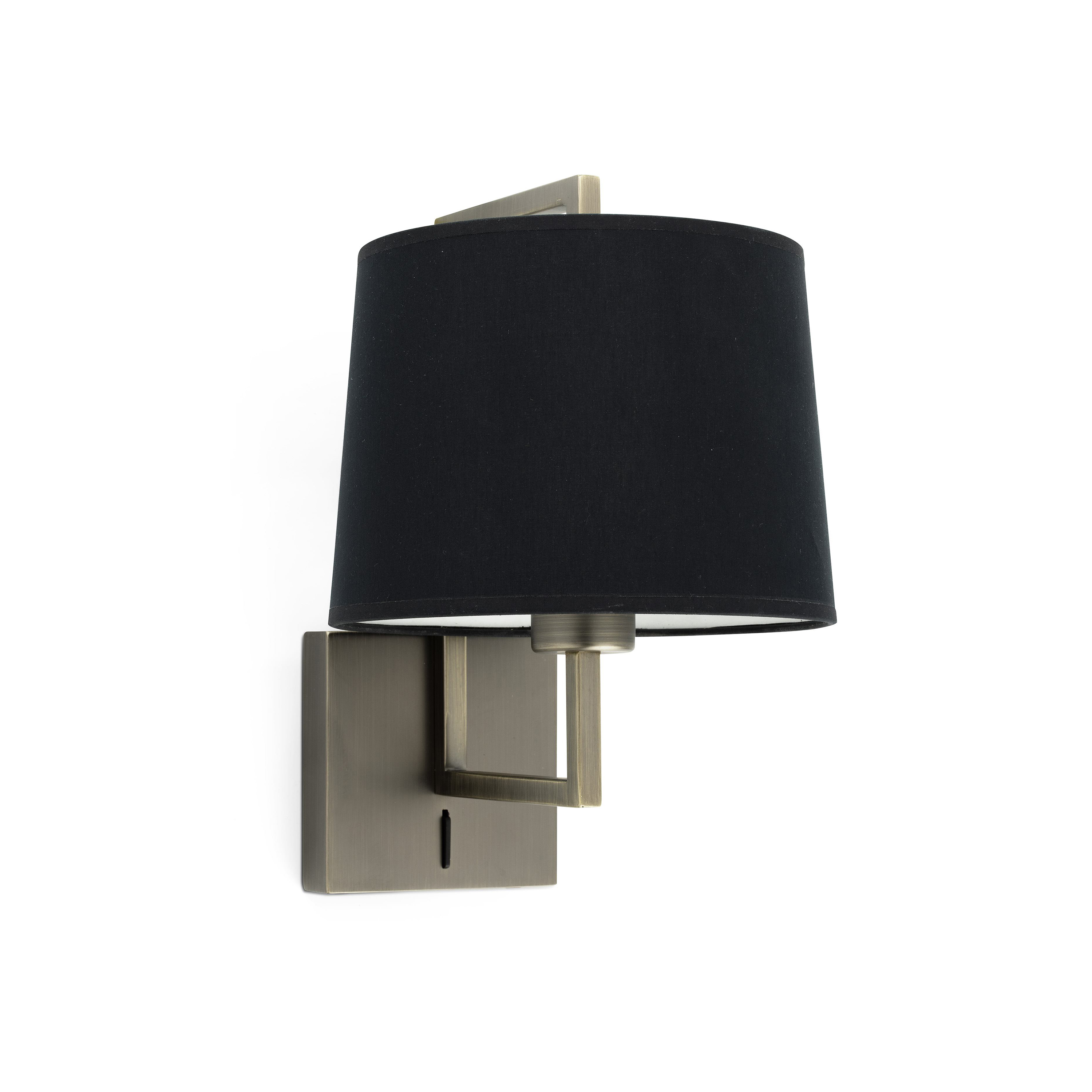 Faro Frame - applique murale avec interrupteur - 21,5 x ,6 cm - noir et vieil or