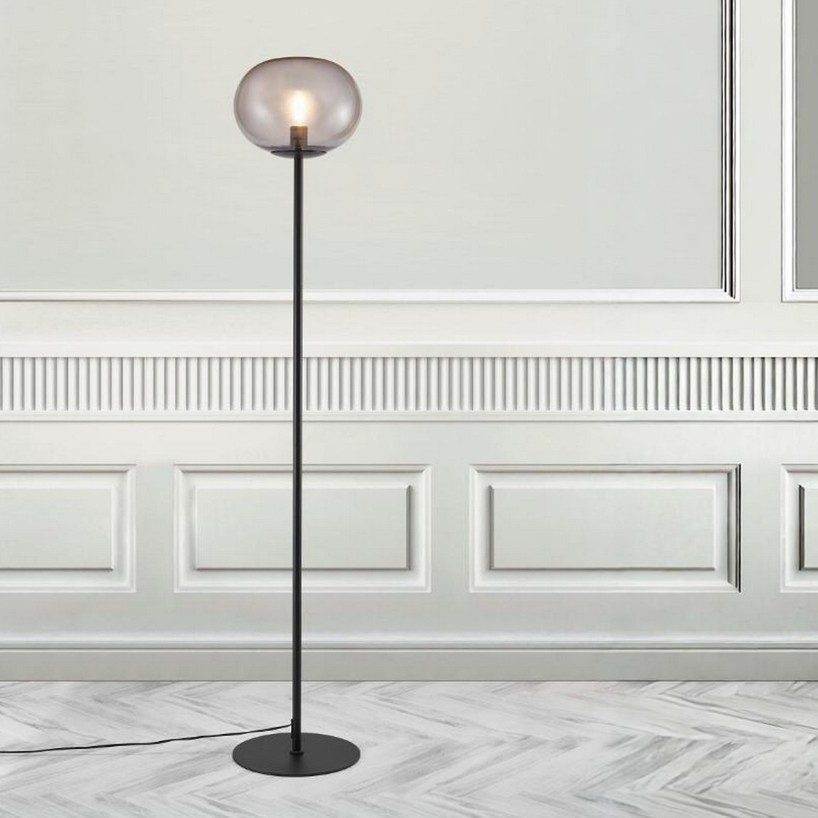 Nordlux Alton - lampadaire - - noir et verre fumé