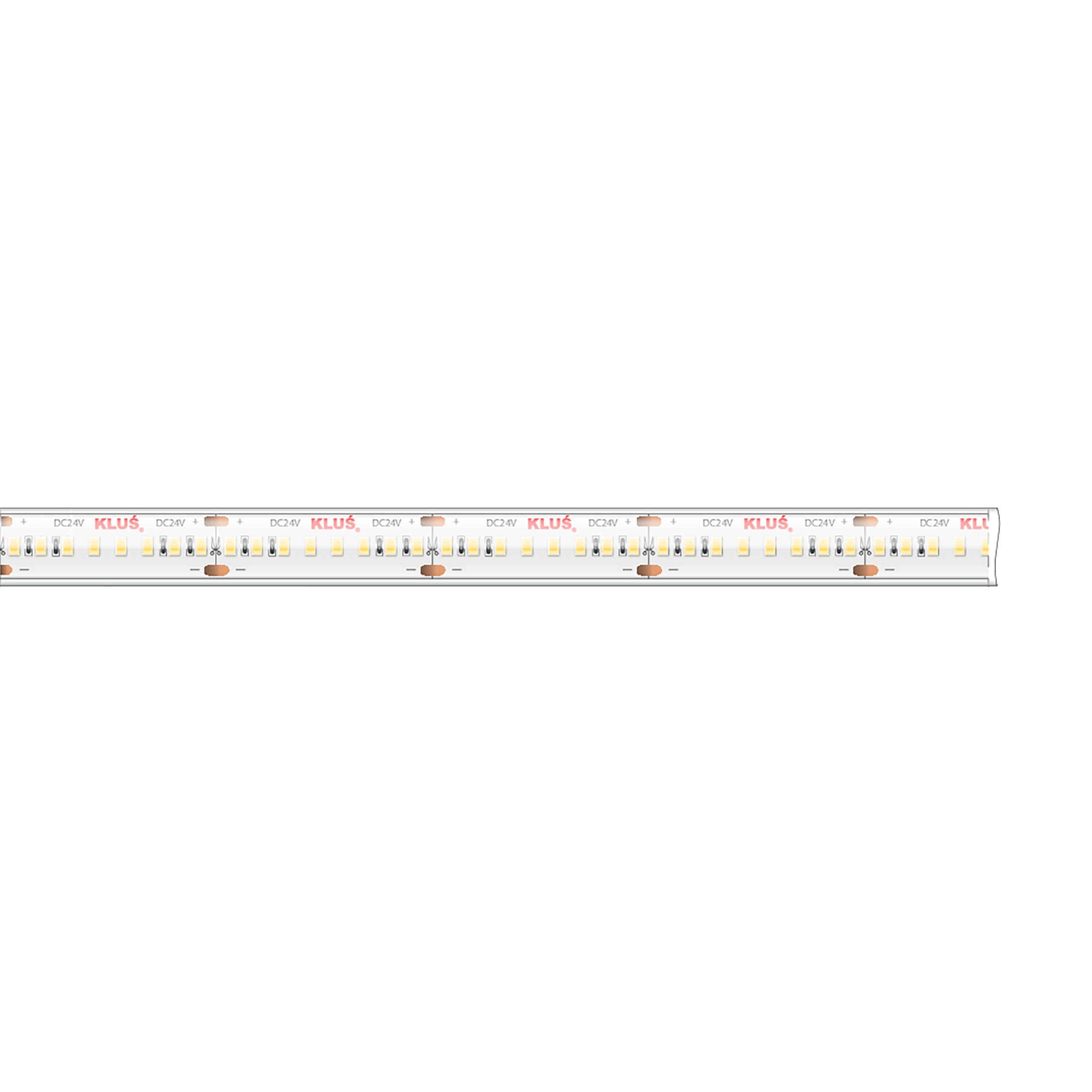Klus Bande LED - largeur 1,2cm, longueur - 24Vdc - dimmable - 4,8W LED par mètre - 240 LED par mètre - IP65