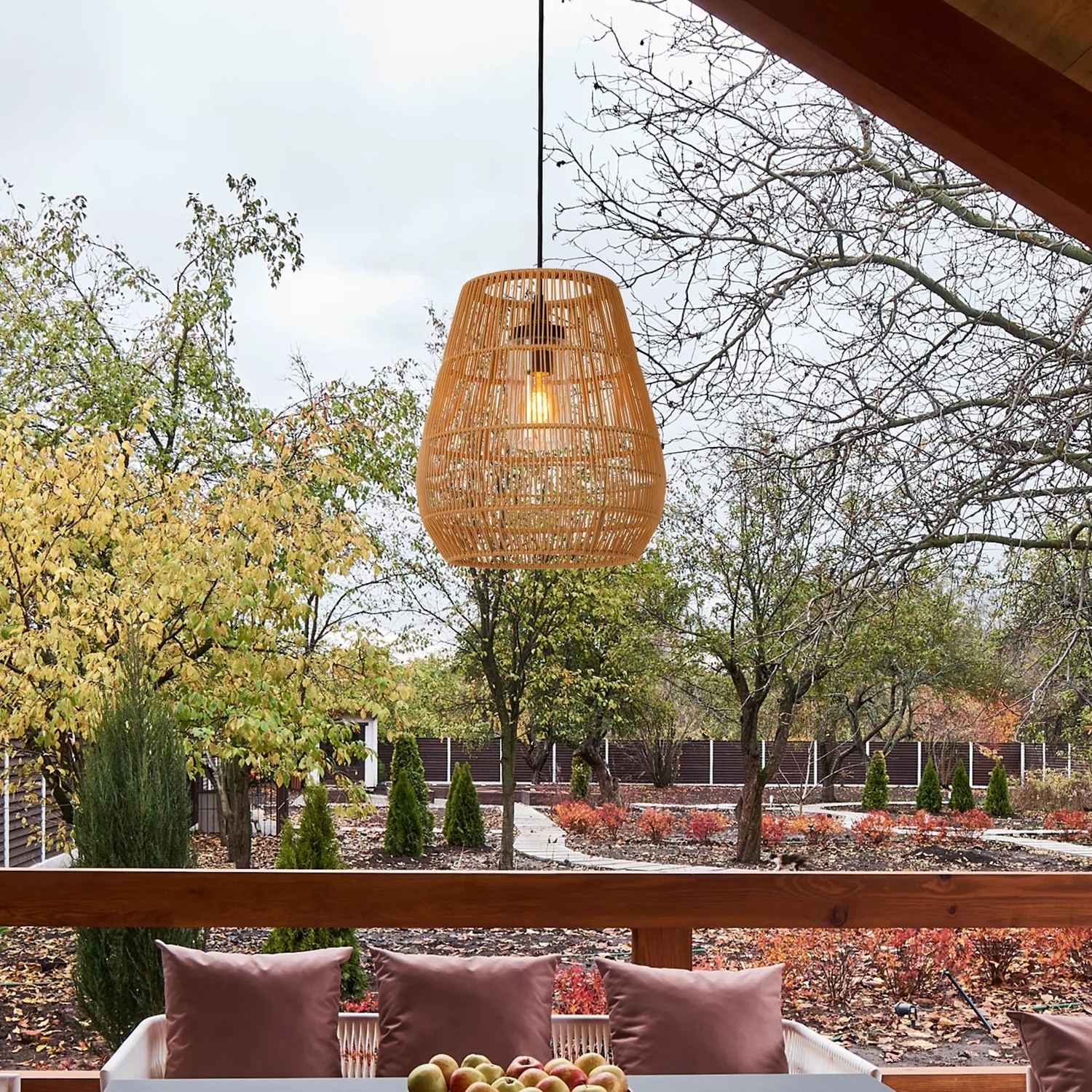 Lucide Nerida - lampe suspendue - Ø cm - IP44 - naturel