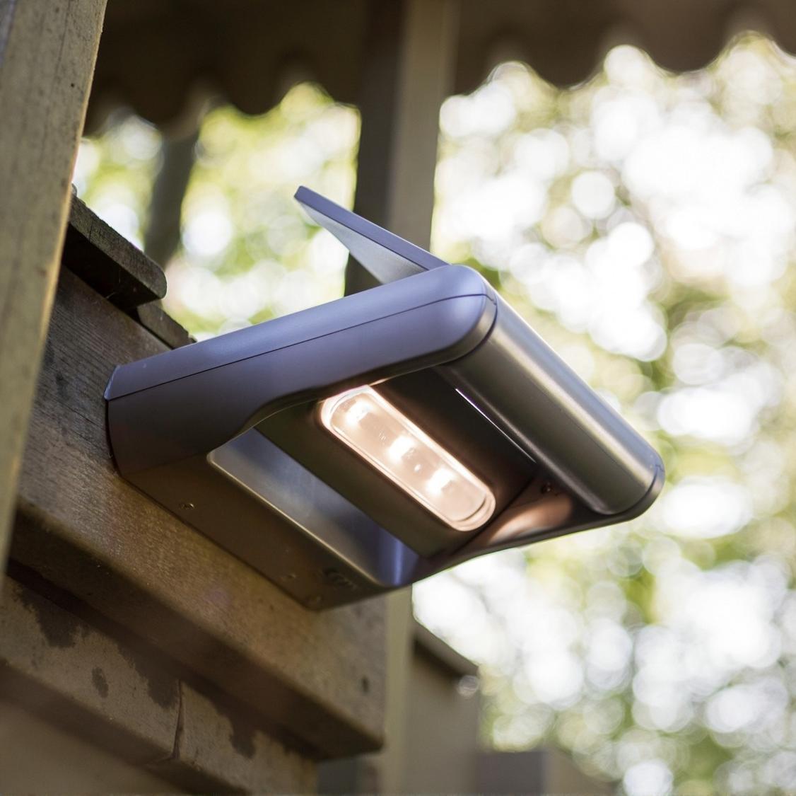 Lutec Mini Led spot - applique murale extérieure solaire - cm - variateur 3 niveaux - 1W LED inclus - IP44 - gris argenté