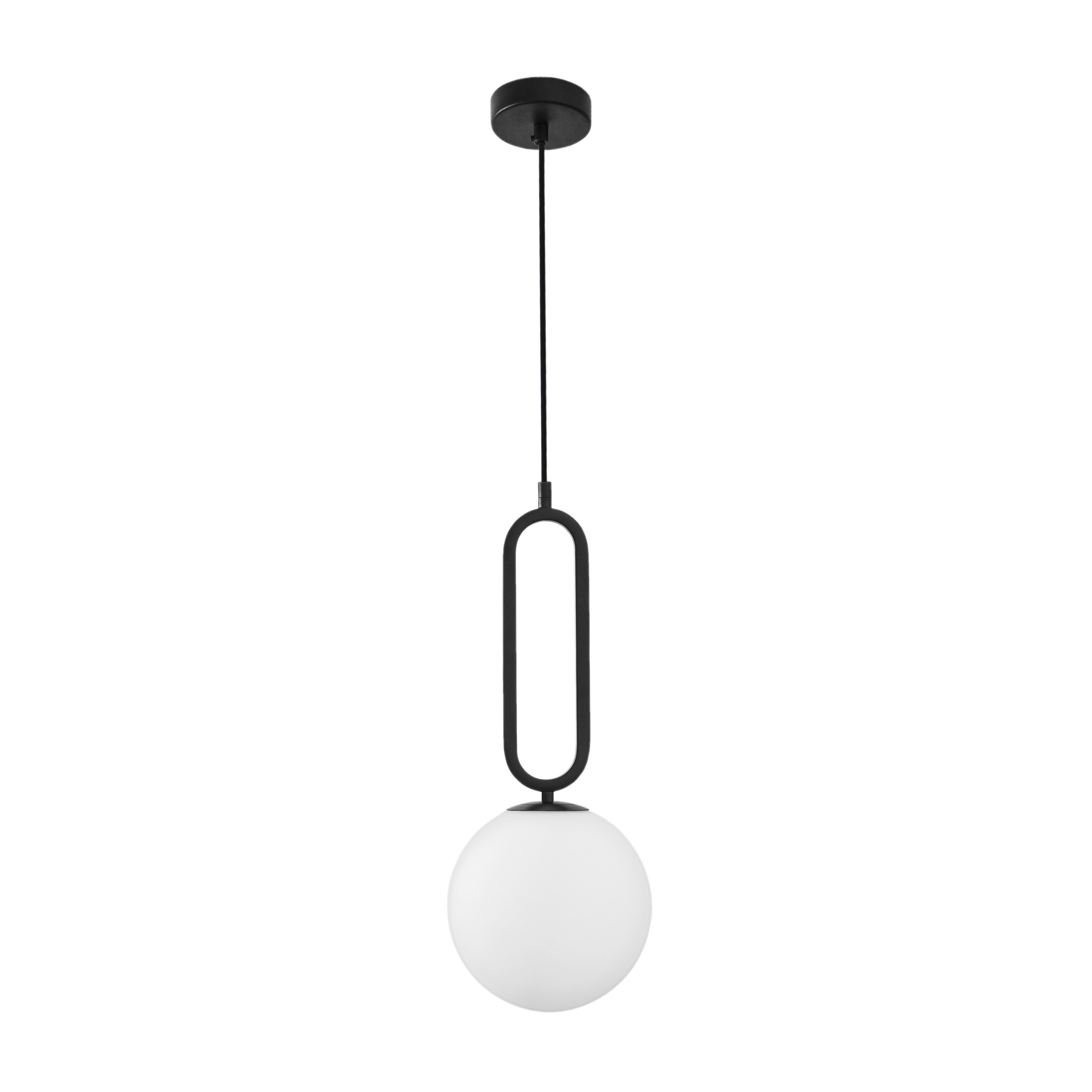 Nova Luce Grus - lampe suspendue - Ø cm - noir mat et opale