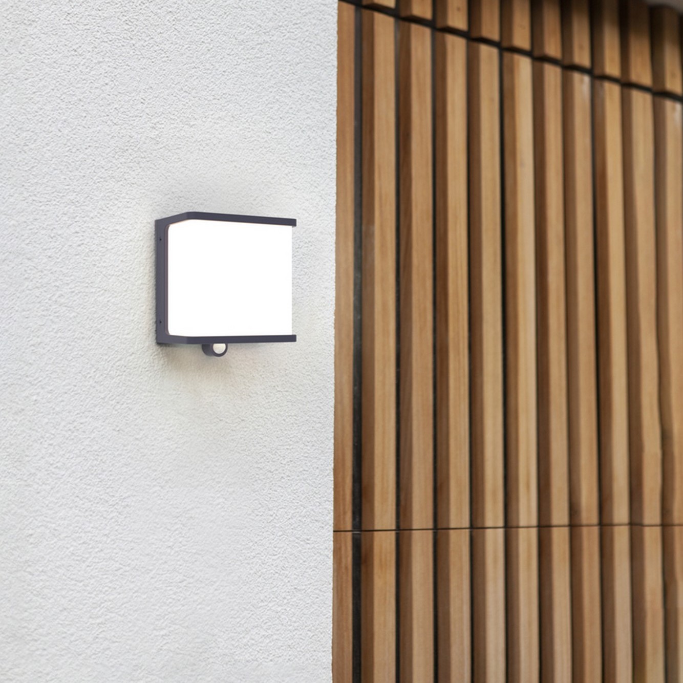 Lutec Doblo - Applique solaire extérieure avec détecteur de mouvement - x 9 cm - 12W LED inclus - IP44 - gris foncé