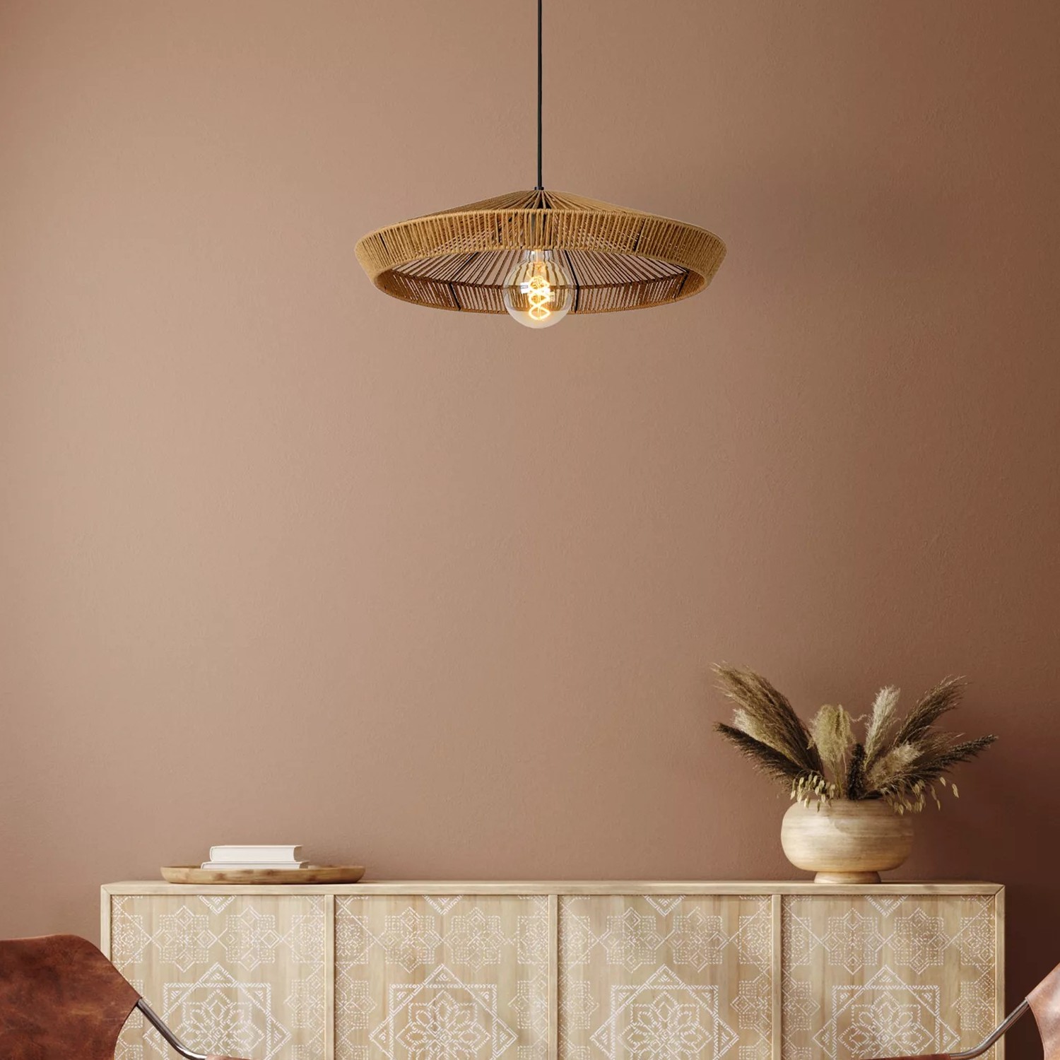 Lucide Yunkai - lampe suspendue - Ø cm - rotin
