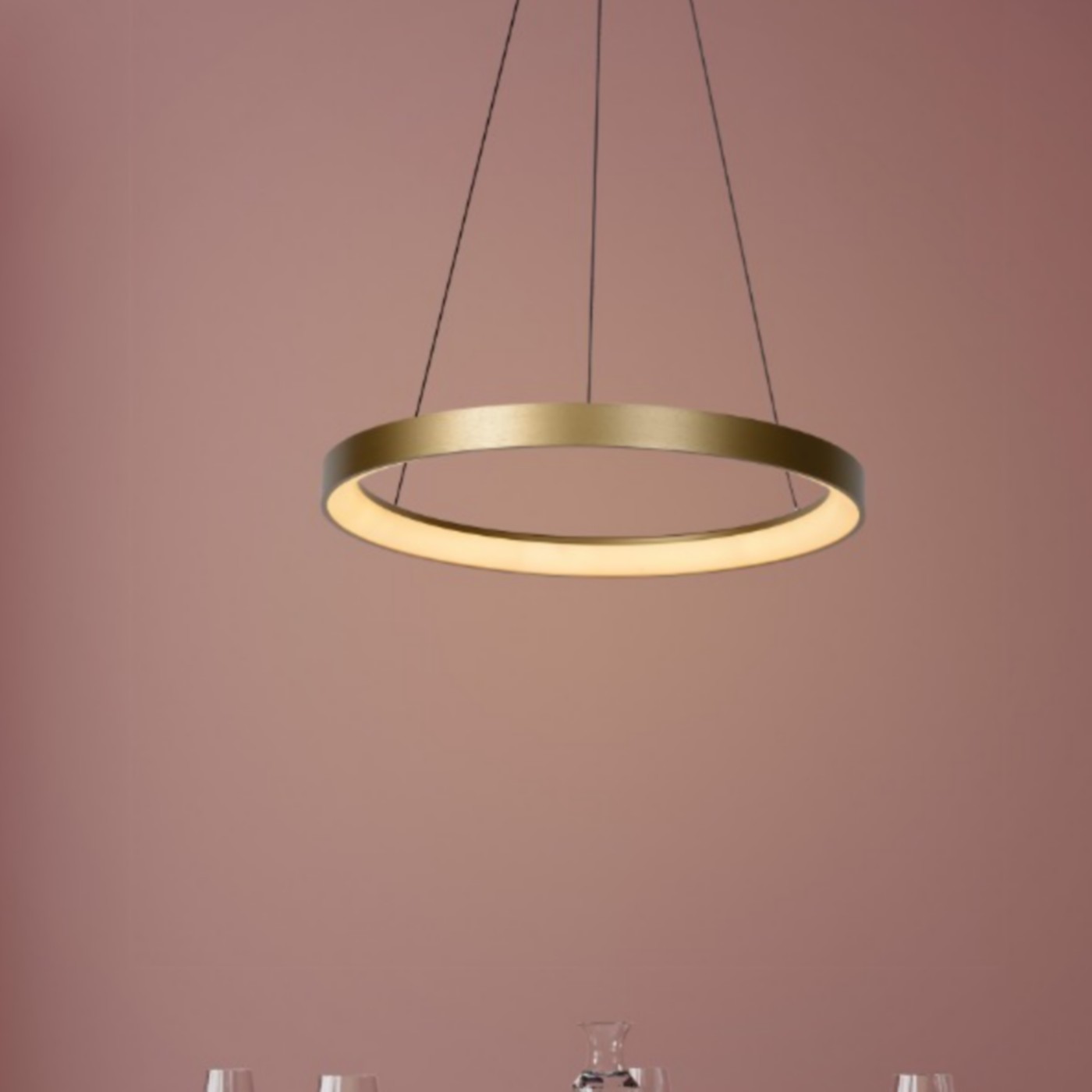 Lucide Vidal - lampe suspendue - Ø cm - 50W LED inclus - or mat/laiton.