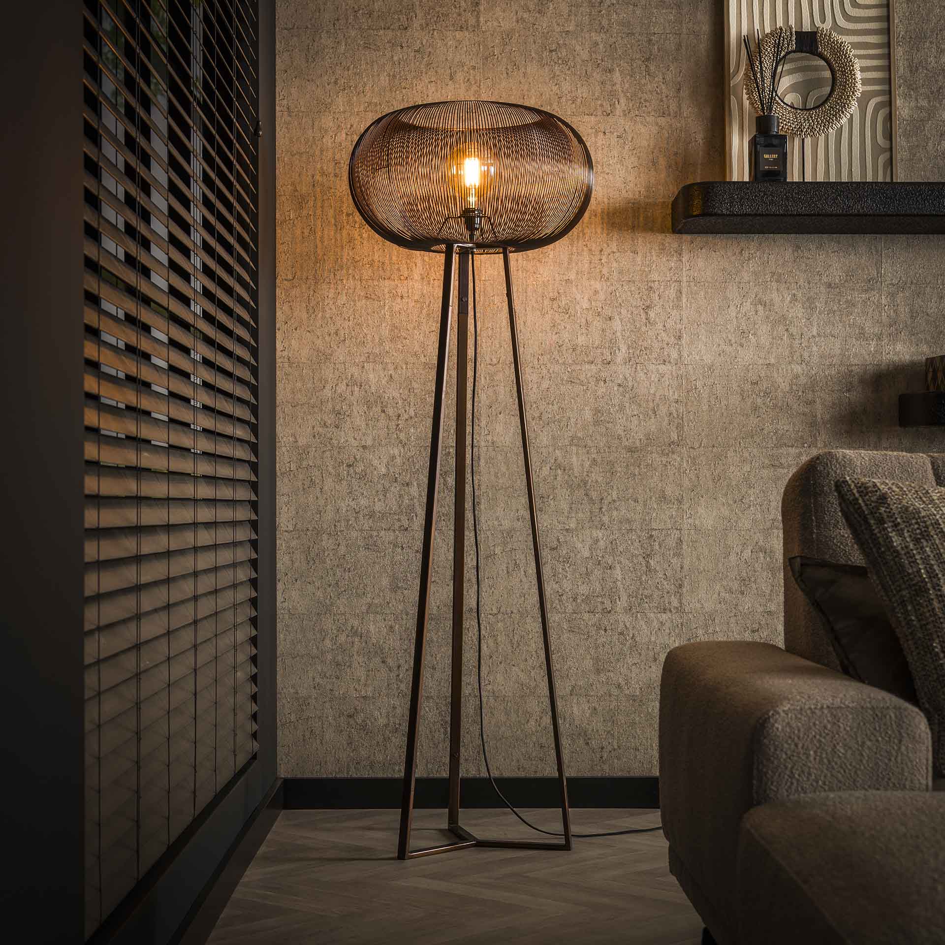 Vico 3 Leg Copper Twist - lampadaire - - cuivre