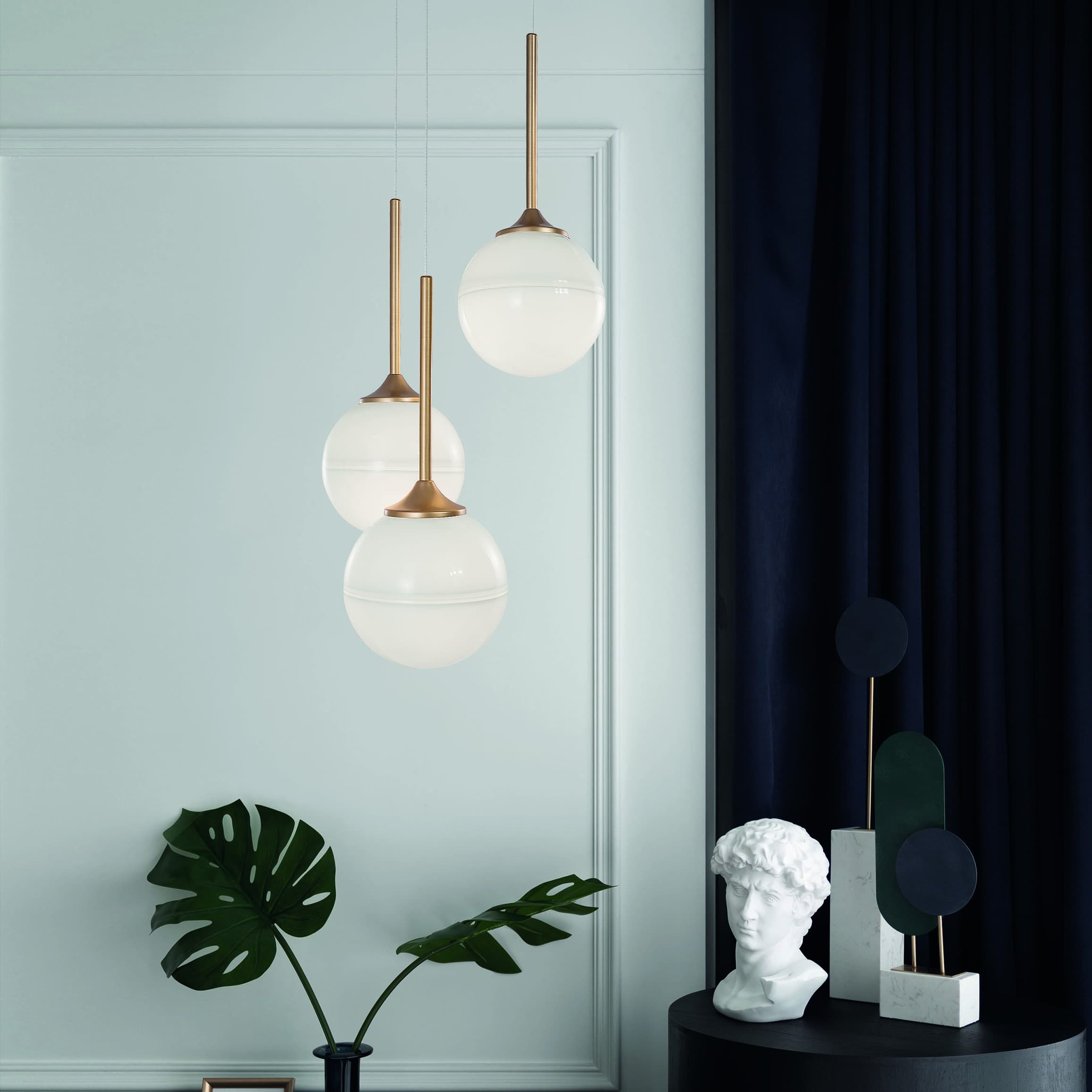 Nova Luce Cantona - lampe suspendue - Ø cm - laiton doré et blanc