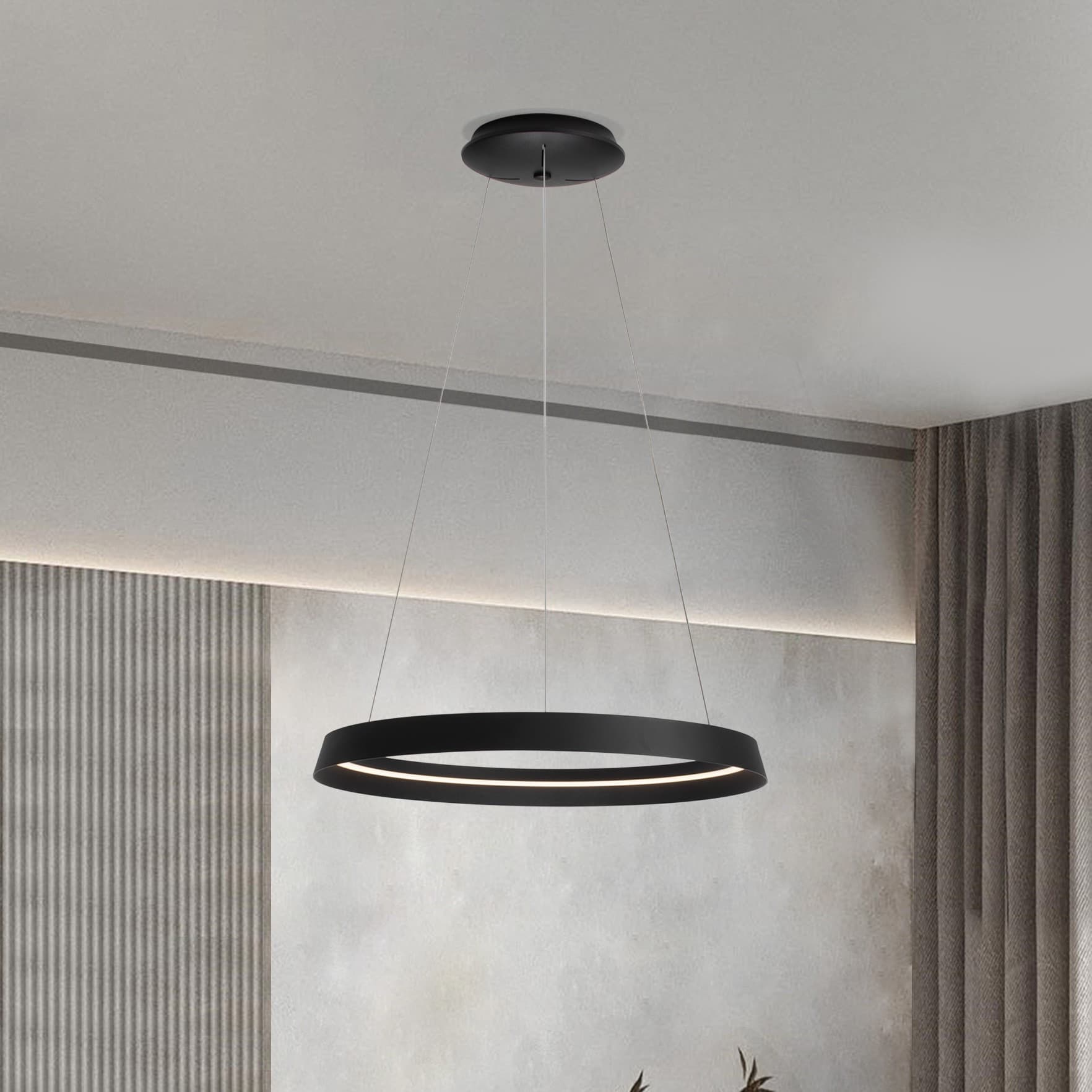 Nova Luce Ormi - lampe suspendue - Ø cm - 52W dimmable LED inclus - noir sablé