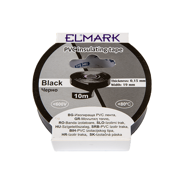 Elmark ruban isolant en PVC 19mm - 10 mètres de long - noir
