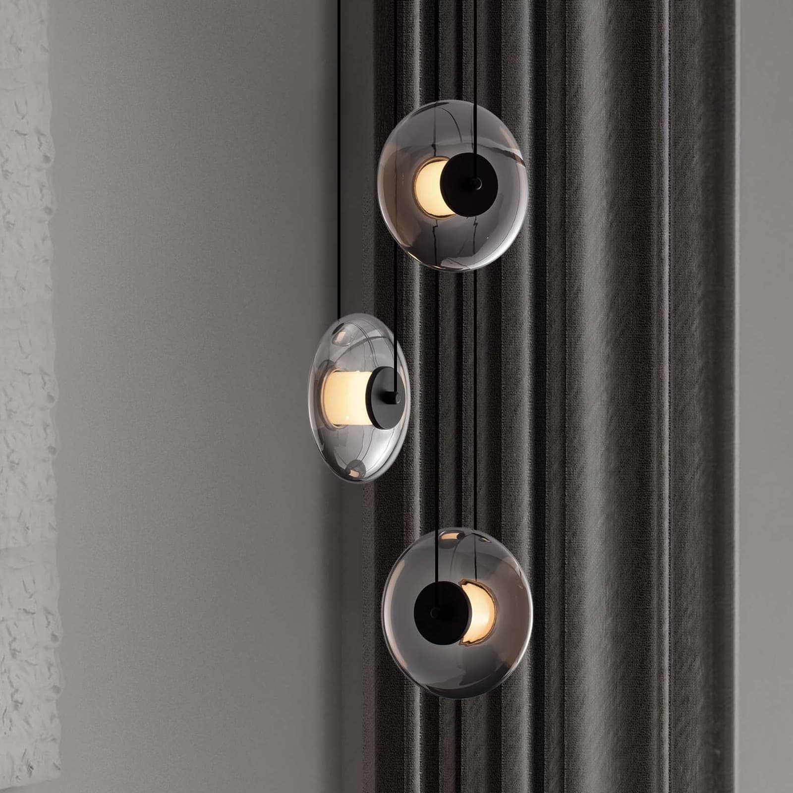 Nova Luce Ballet - lampe suspendue - Ø cm - 24W dimmable LED inclus - noir sablé et gris fumé