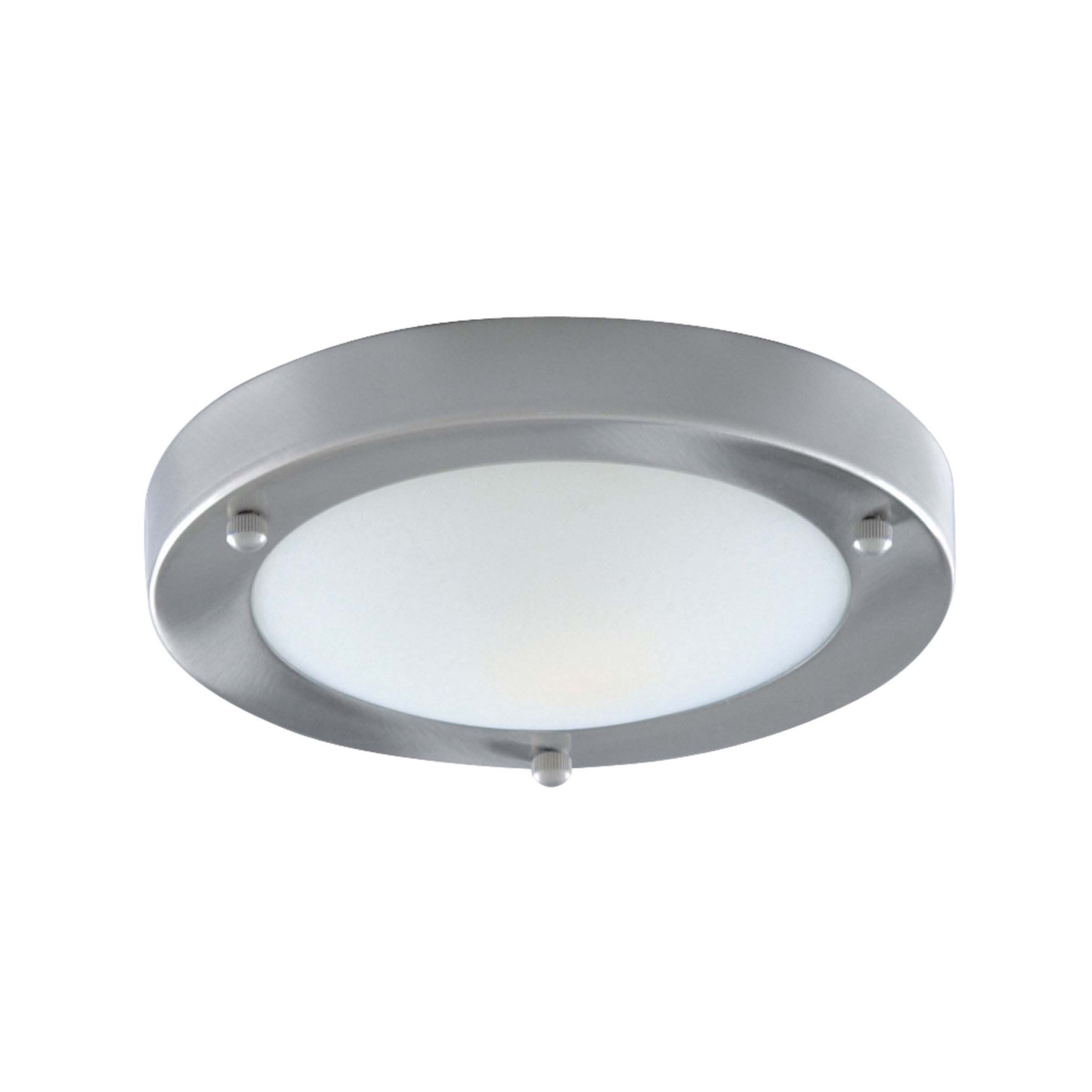 Searchlight Bathroom Flush - plafonnier de salle de bains - Ø cm - IP44 - argent satiné
