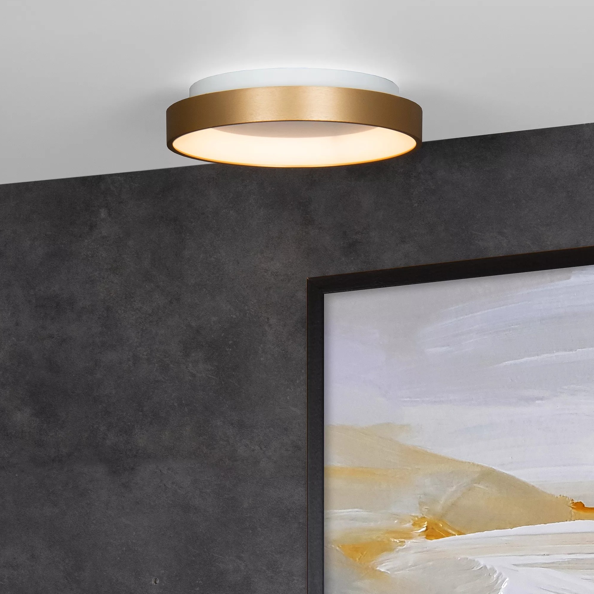 Lucide Vidal - plafonnier - Ø cm - 21W LED inclus - or mat/laiton.