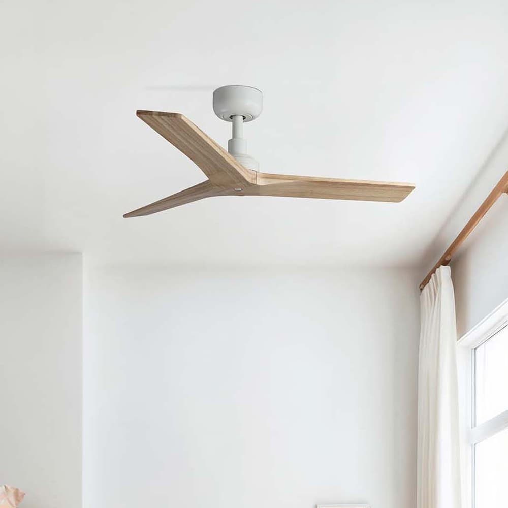 Faro Klim S - ventilateur de plafond - Ø 92,5 cm - blanc mat et pin