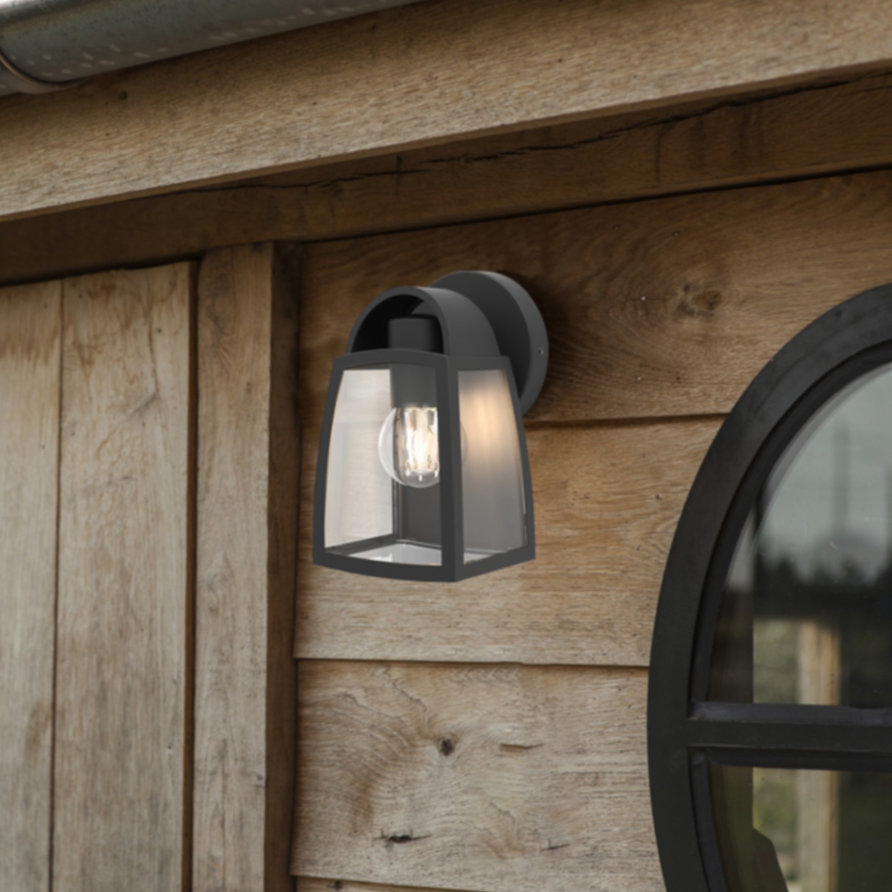 Lutec Kelsey - applique murale extérieure - x - IP44 - verre transparent - noir