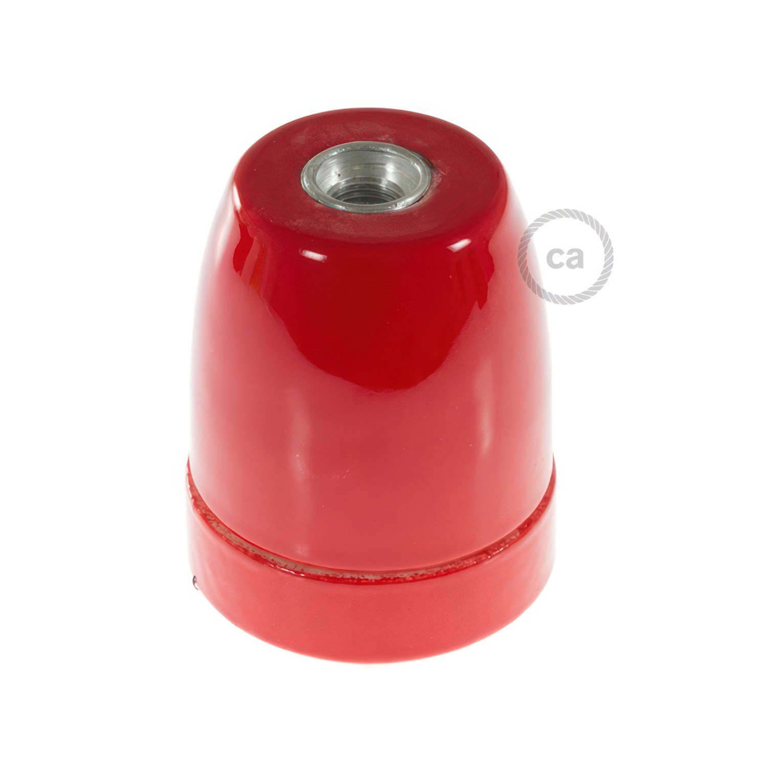 Câbles créatifs - Support de lampe Porselain E27 - Ø 4,5 x 6 cm - rouge