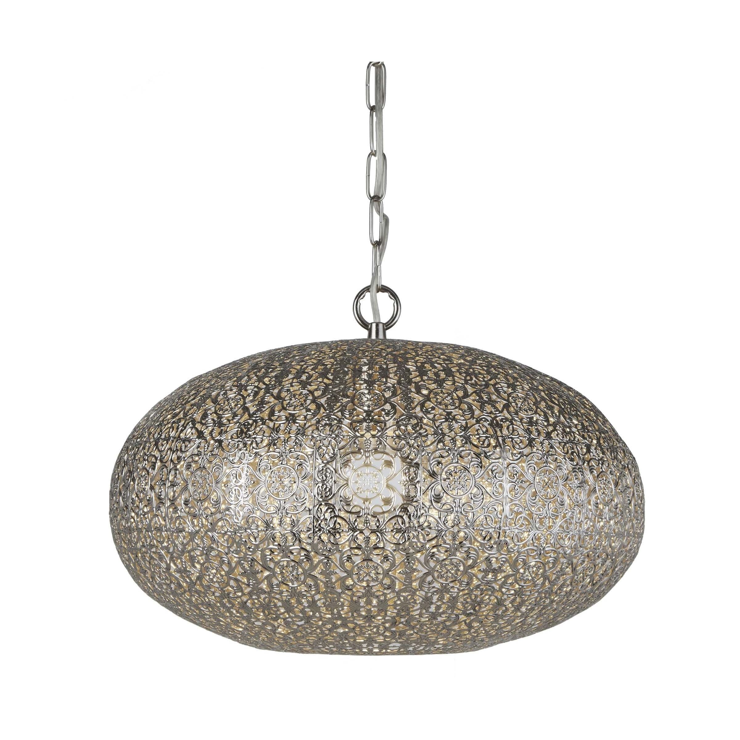Searchlight Fretwork - lampe suspendue - Ø cm - nickel poli