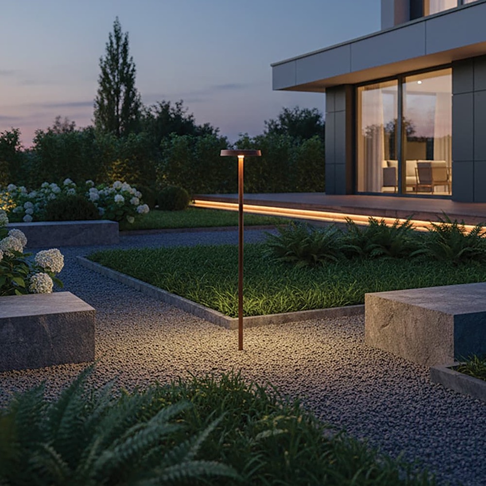 VK Lighting Mush - lampe de jardin à piquet - Ø ,8 cm - 8W LED inclus - IP65 - Brun rouille