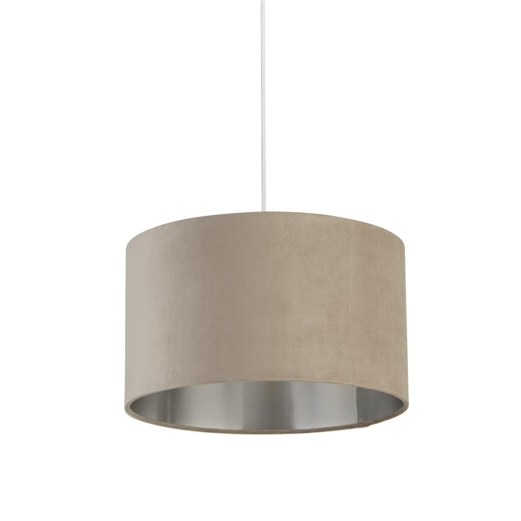 Searchlight Velvet Drum - abat-jour - Ø cm - taupe et argent