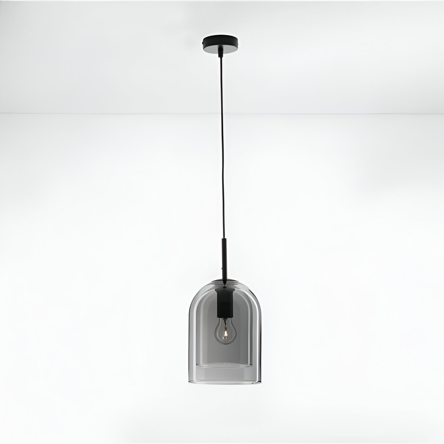 Nova Luce Velor - lampe suspendue - Ø cm - verre fumé et noir