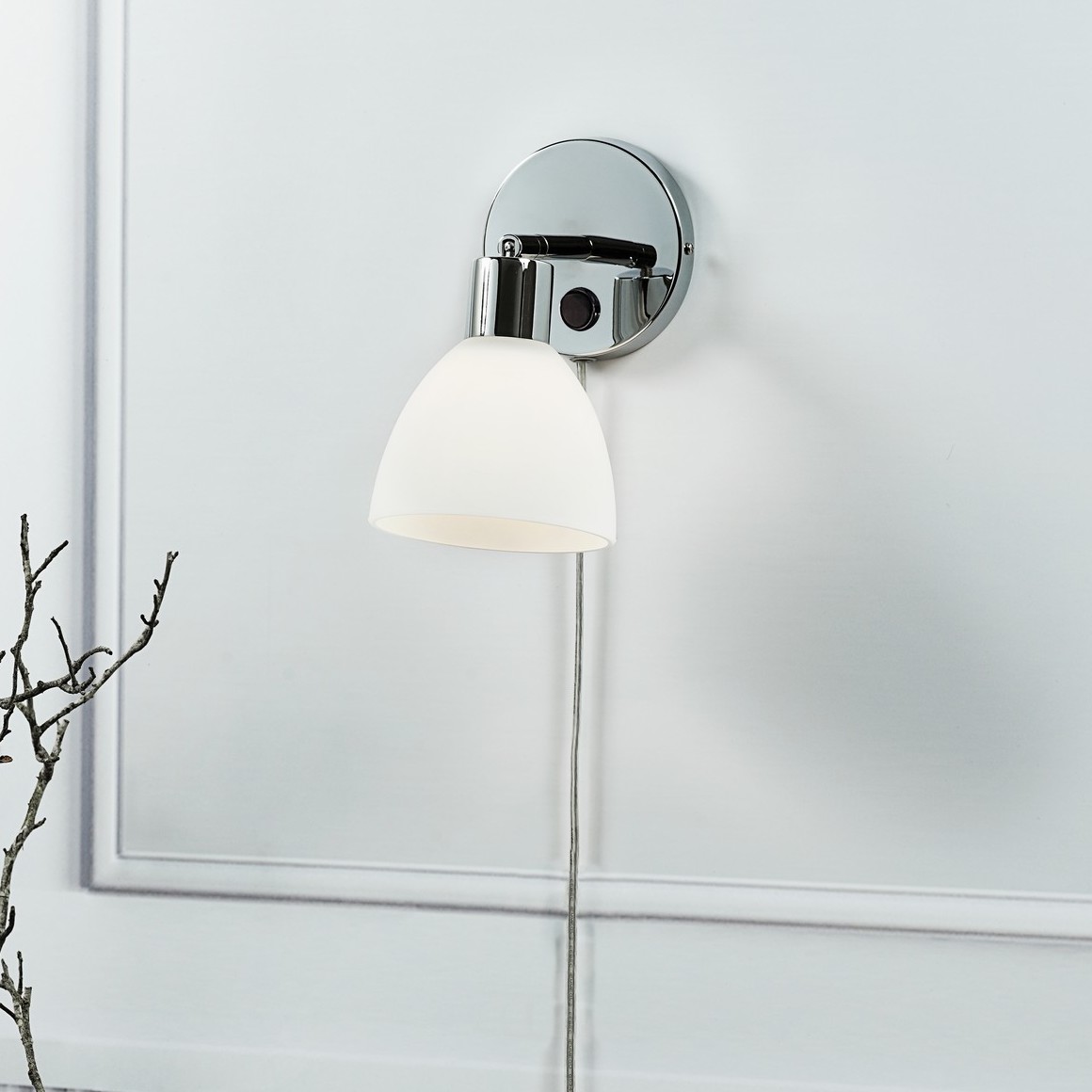 Nordlux Ray 12 - applique murale avec interrupteur - cm - chrome et blanc opale