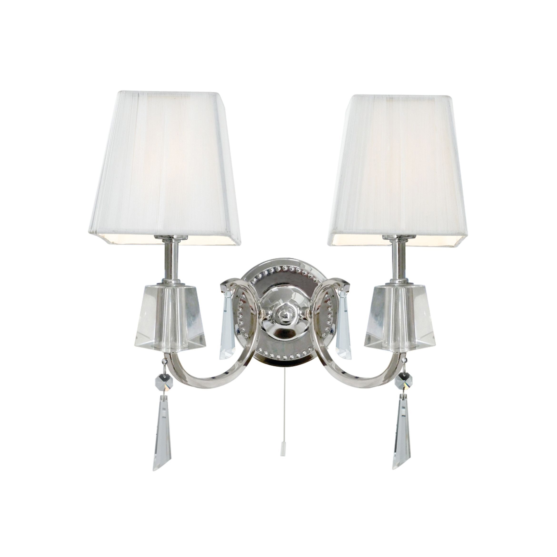 Searchlight Portico - applique murale avec interrupteur à tirette - cm - chrome et blanc