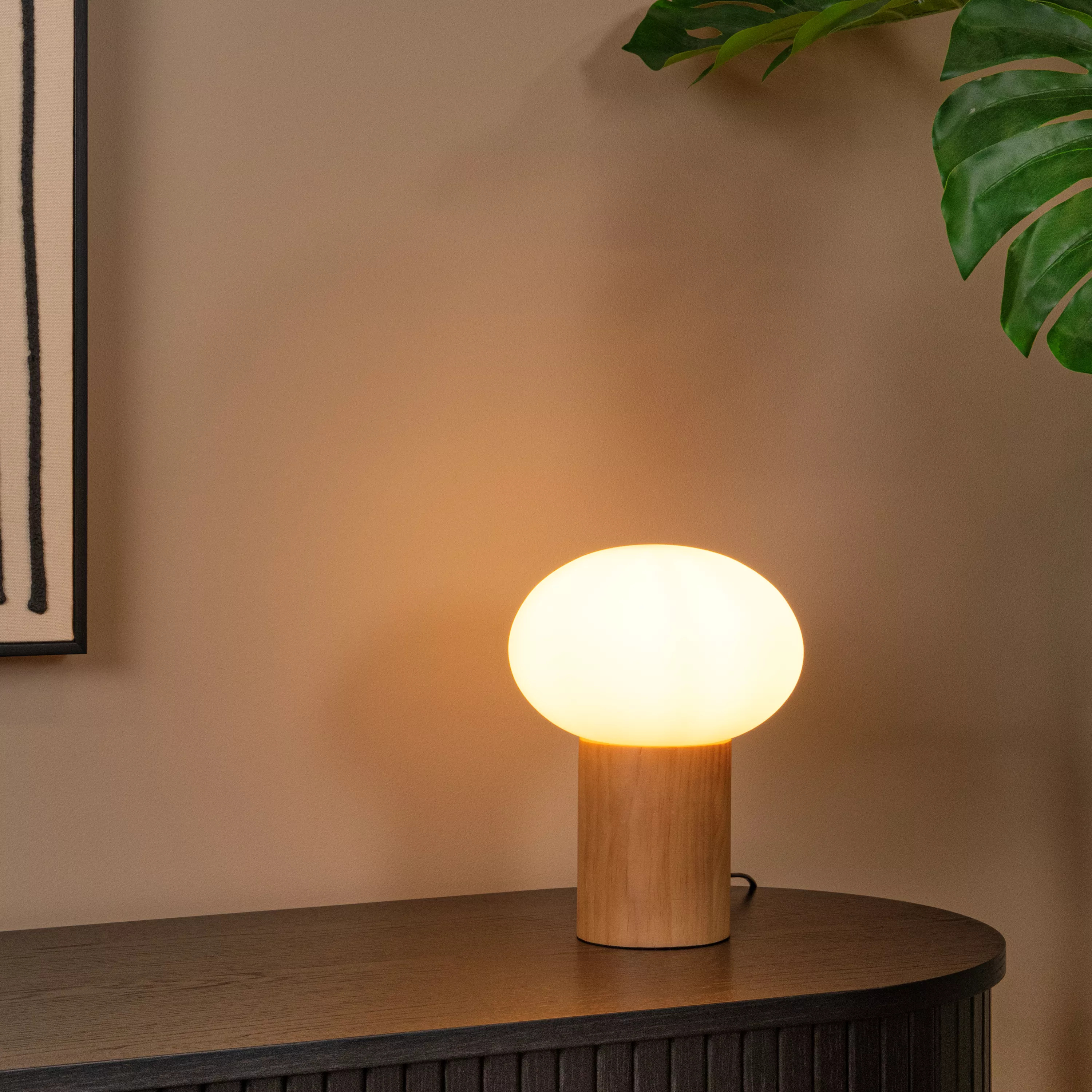 Lucide Birtle - lampe à poser - Ø cm - bois clair
