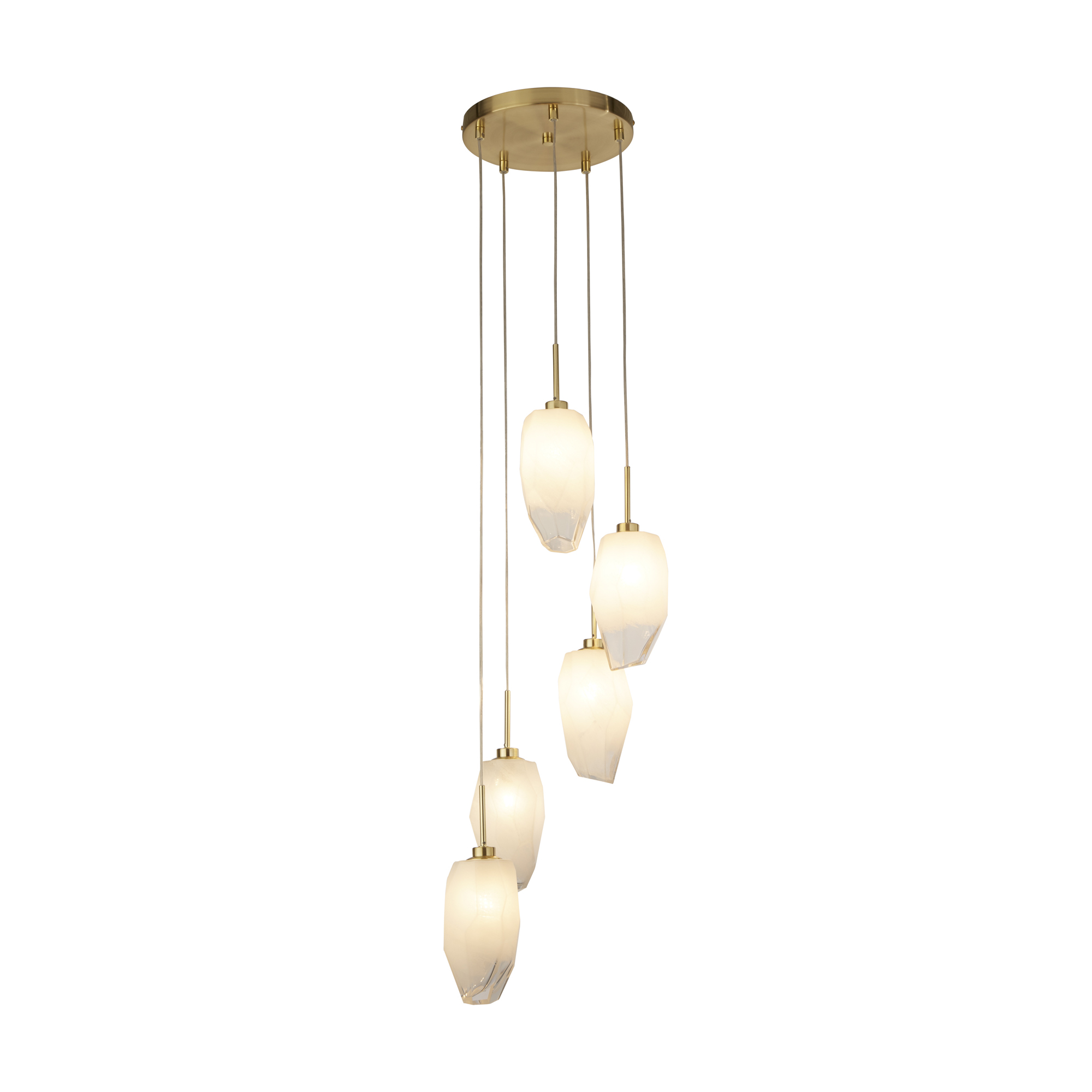 Searchlight Rocky - lampe suspendue - Ø cm - laiton satiné et blanc