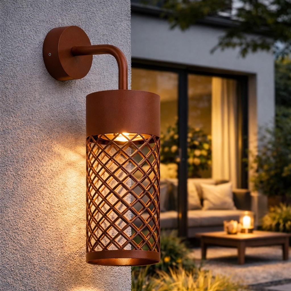 Nova Luce Motley - applique murale extérieure - Ø cm - 9W LED inclus - IP65 - corten