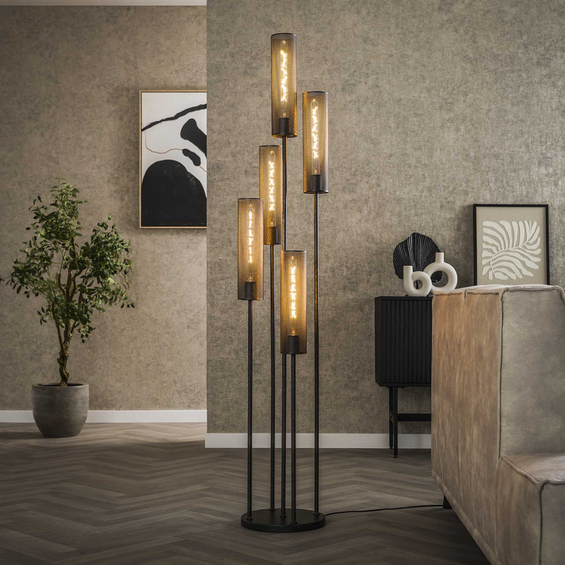 Vico Tube Mesh - lampadaire - Ø cm - noir