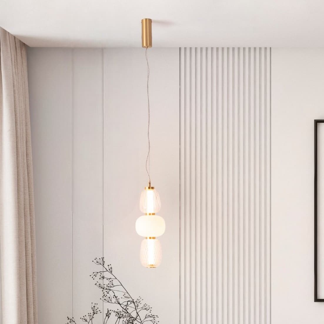 Nova Luce Movil - lampe suspendue - Ø cm - 28W dimmable LED inclus - or, transparent et opale