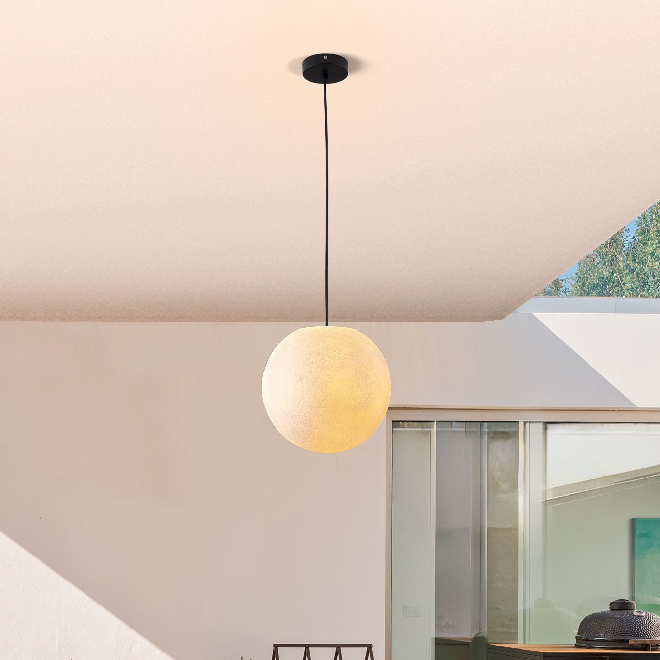 Nova Luce Moon - suspension extérieure - Ø cm - IP65 - blanc et noir