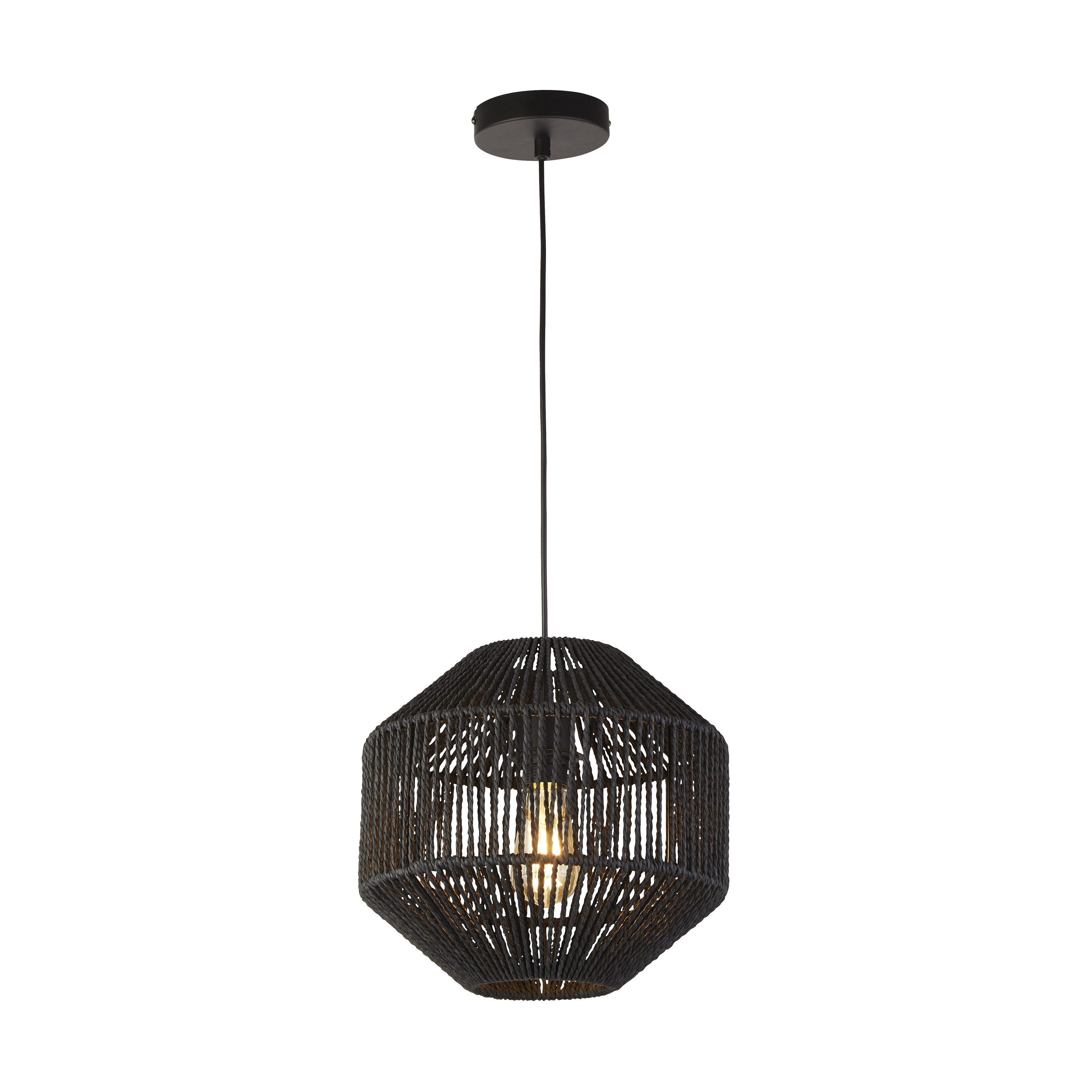 Searchlight Wicker - lampe suspendue - Ø cm - noir mat