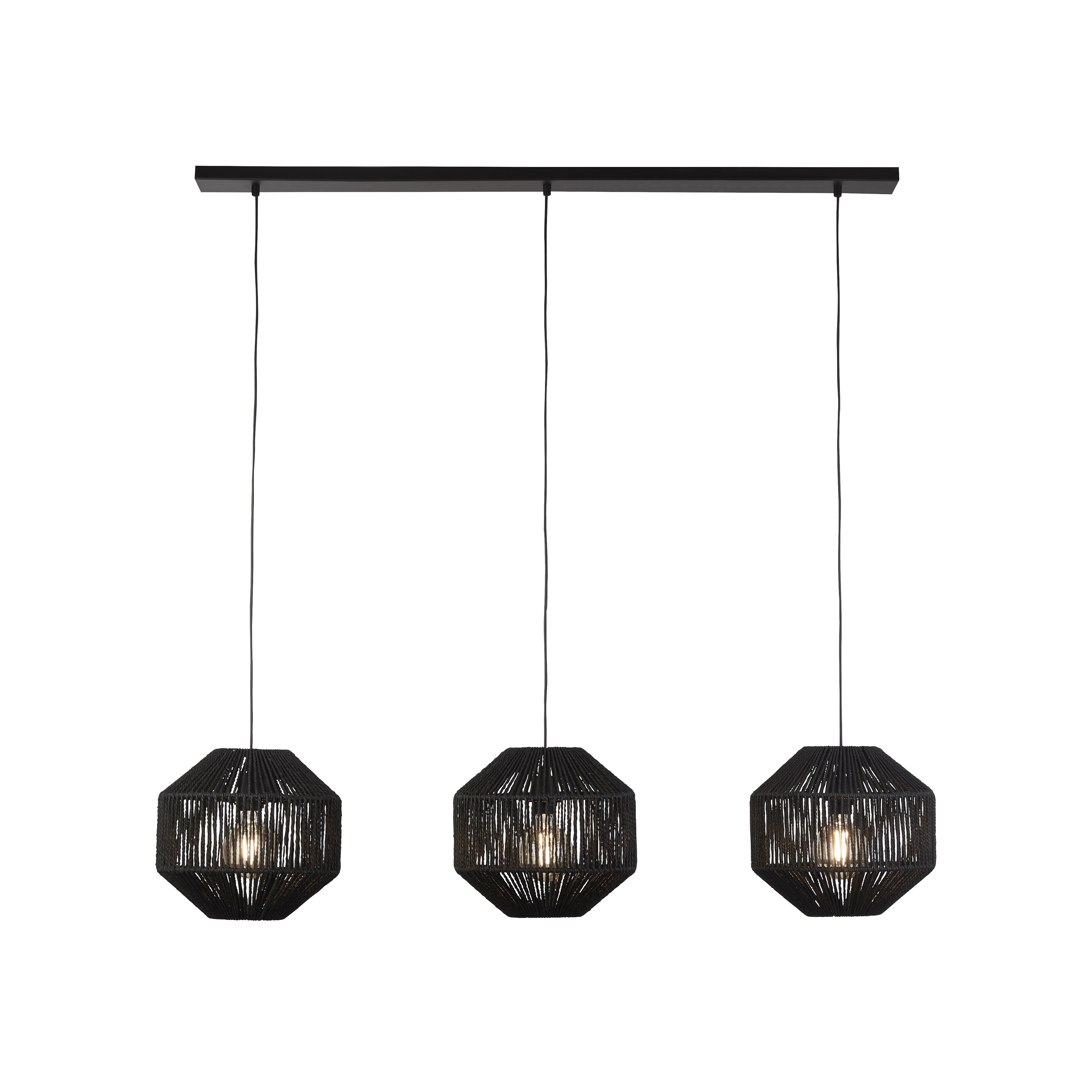 Searchlight Wicker - lampe suspendue 3L - x - noir mat